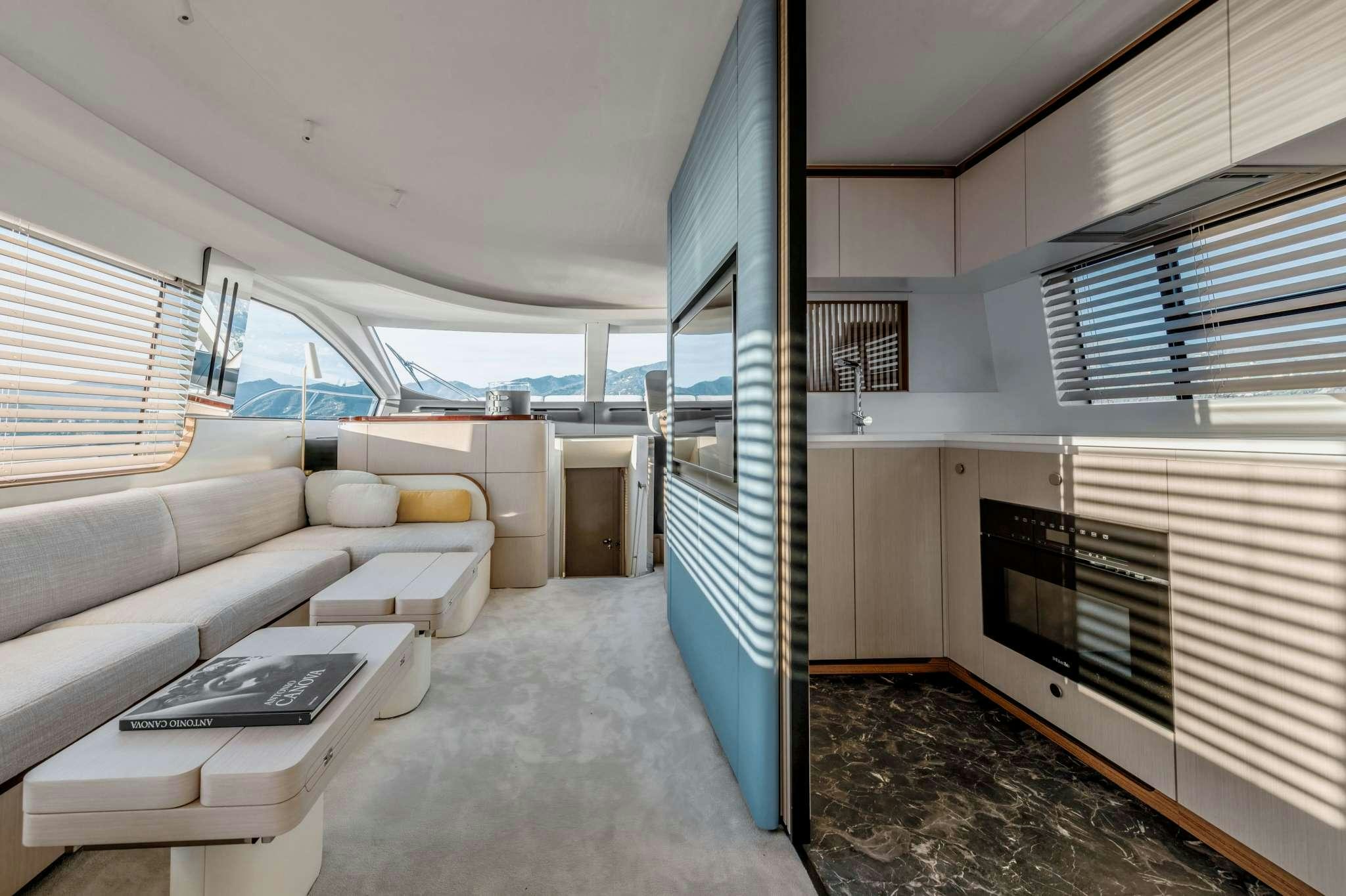 a room with a couch and a table aboard DONNA Yacht for Charter