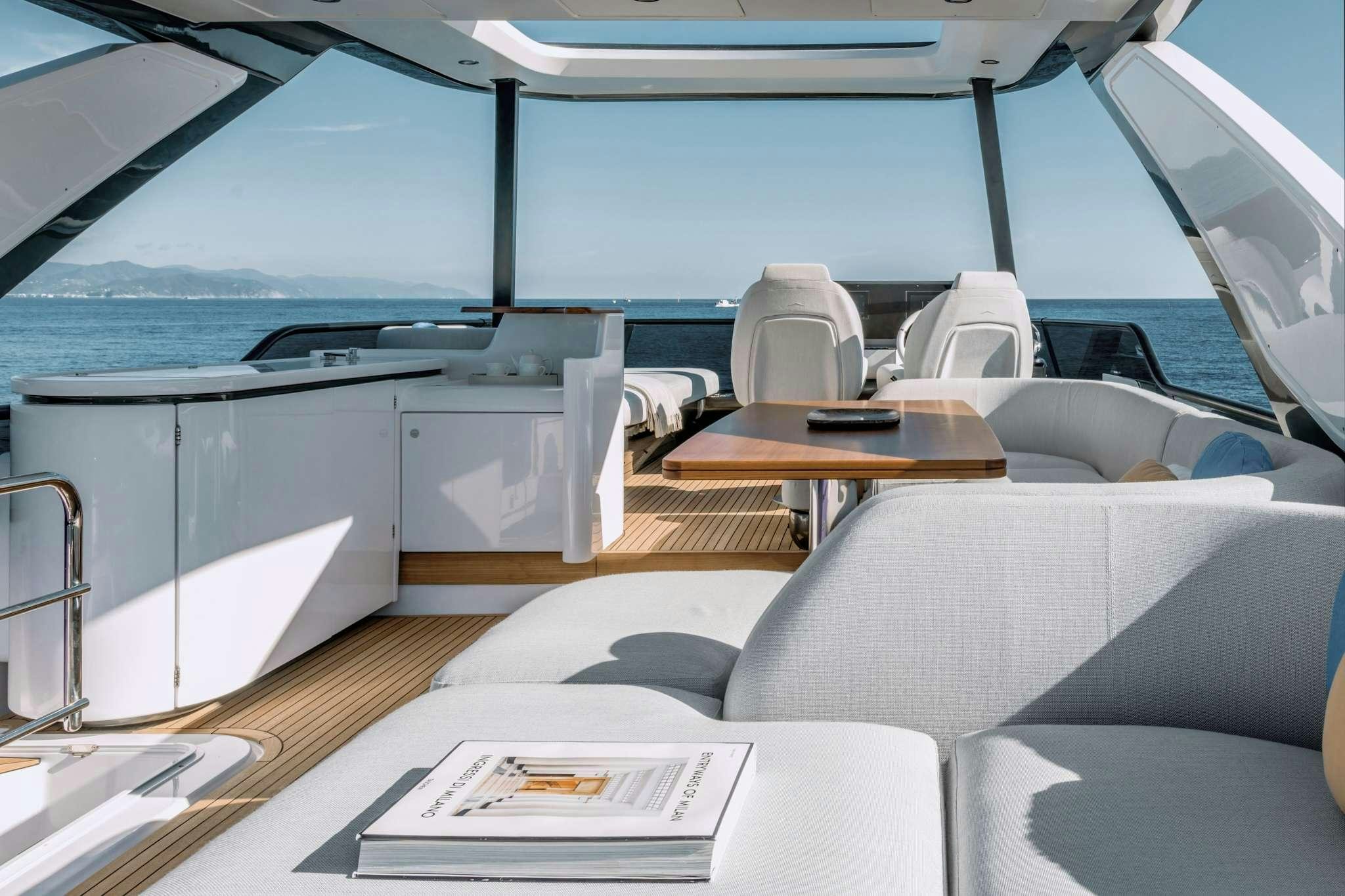inside of a car aboard DONNA Yacht for Charter