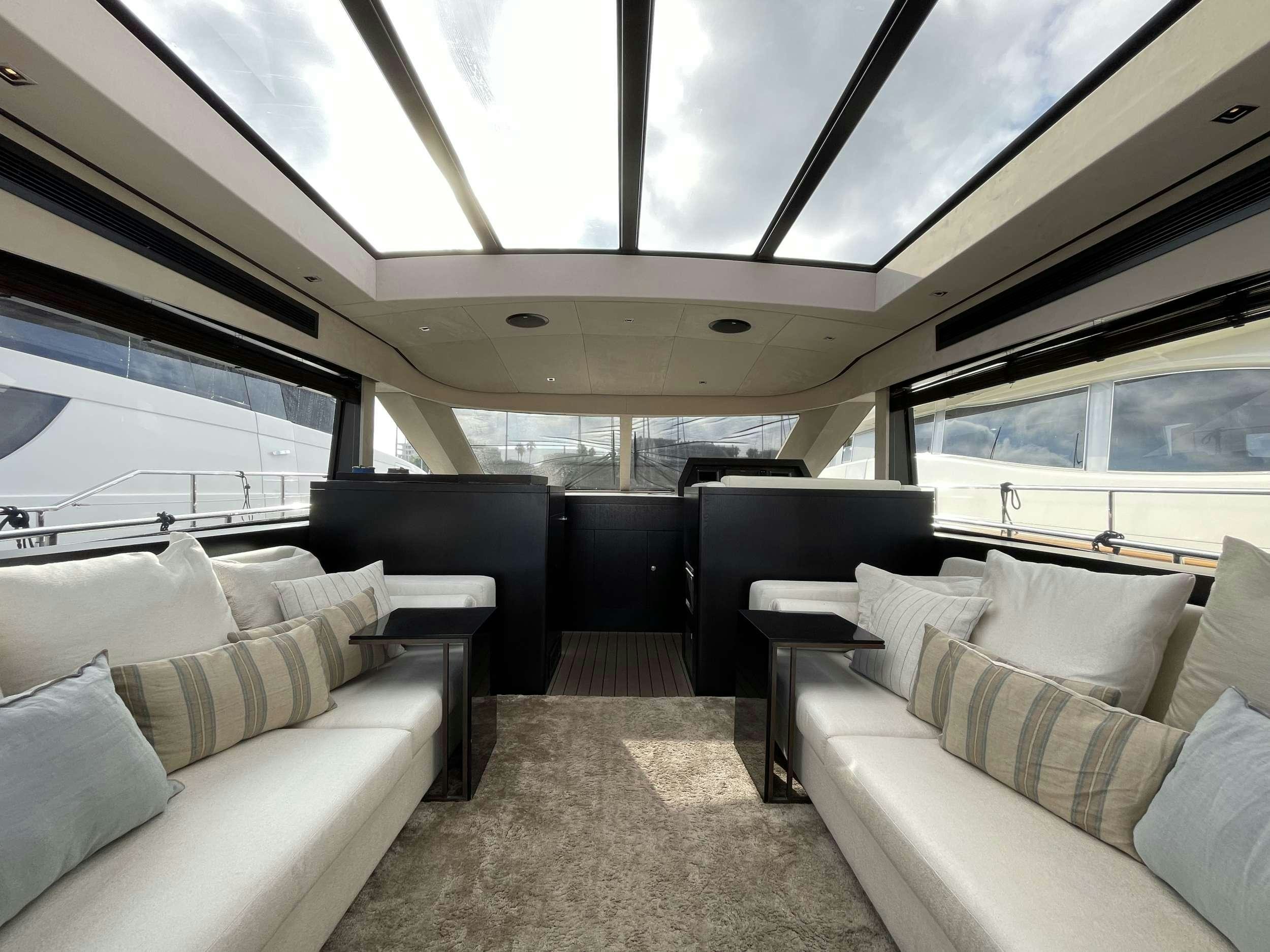 inside of a car aboard TOMMY I Yacht for Charter