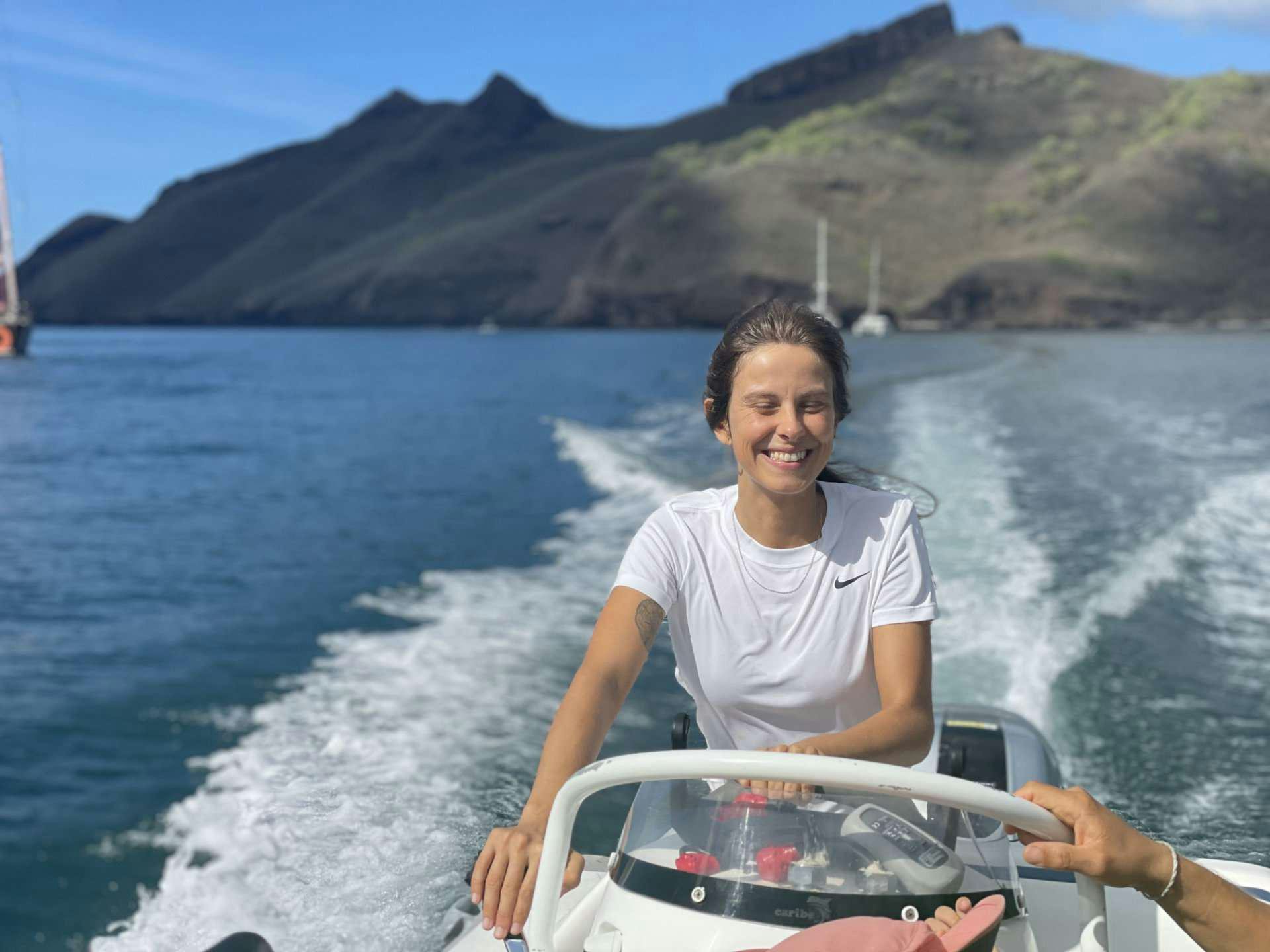 a man on a boat aboard YELLOW Yacht for Charter