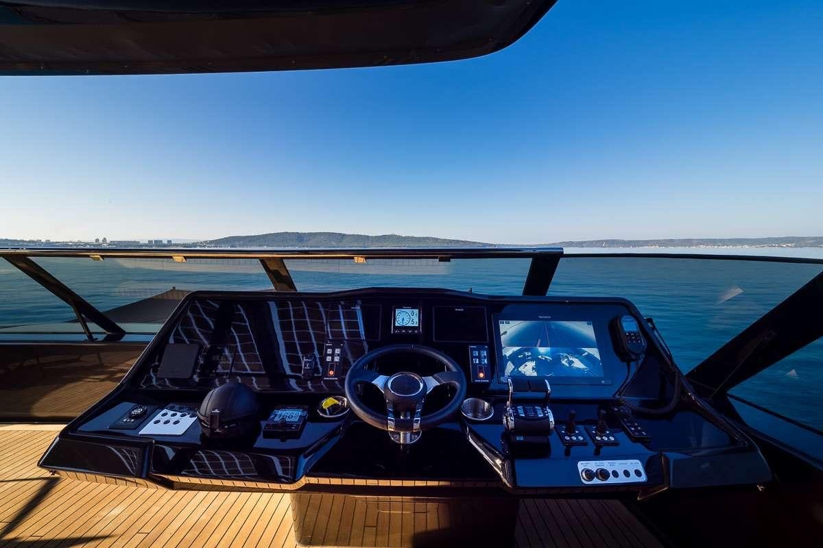 the inside of a car aboard AMBER ONE Yacht for Charter
