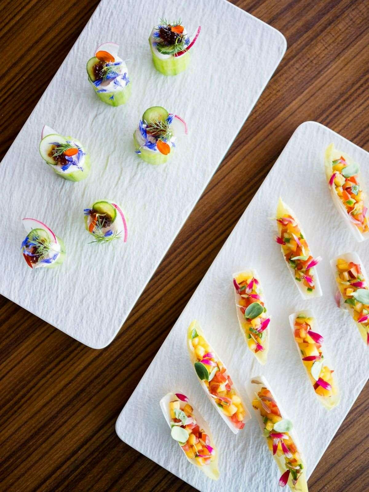 a table with a plate of food aboard AMBER ONE Yacht for Charter