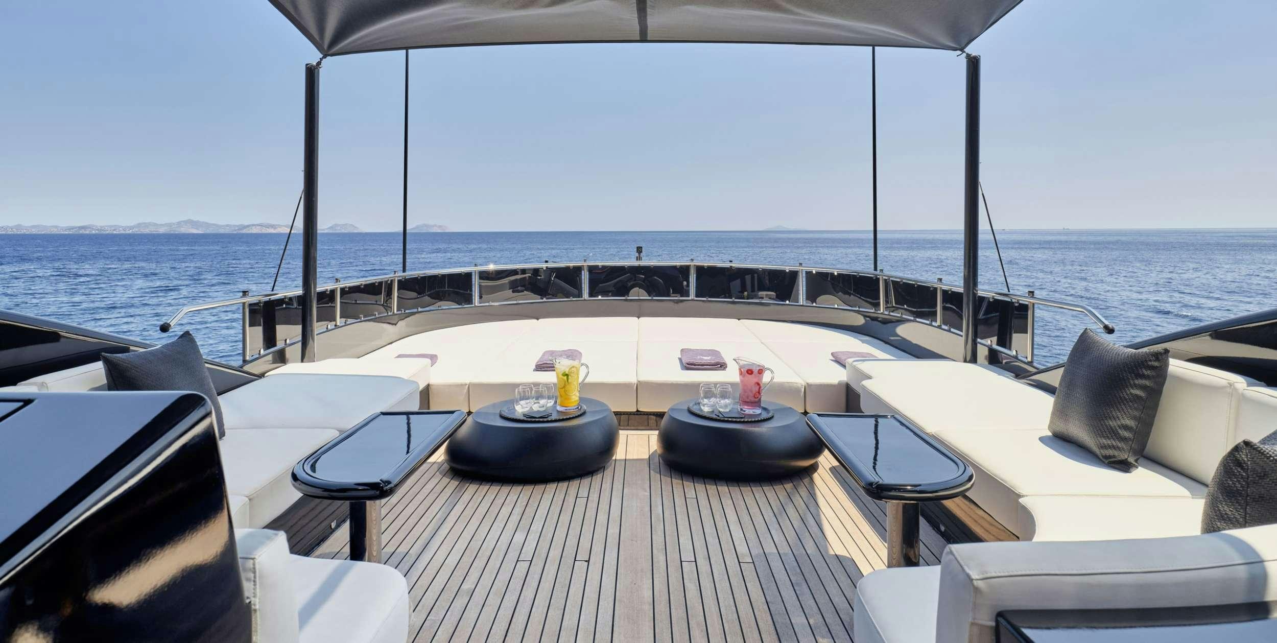 a table on a boat aboard ABILITY Yacht for Charter