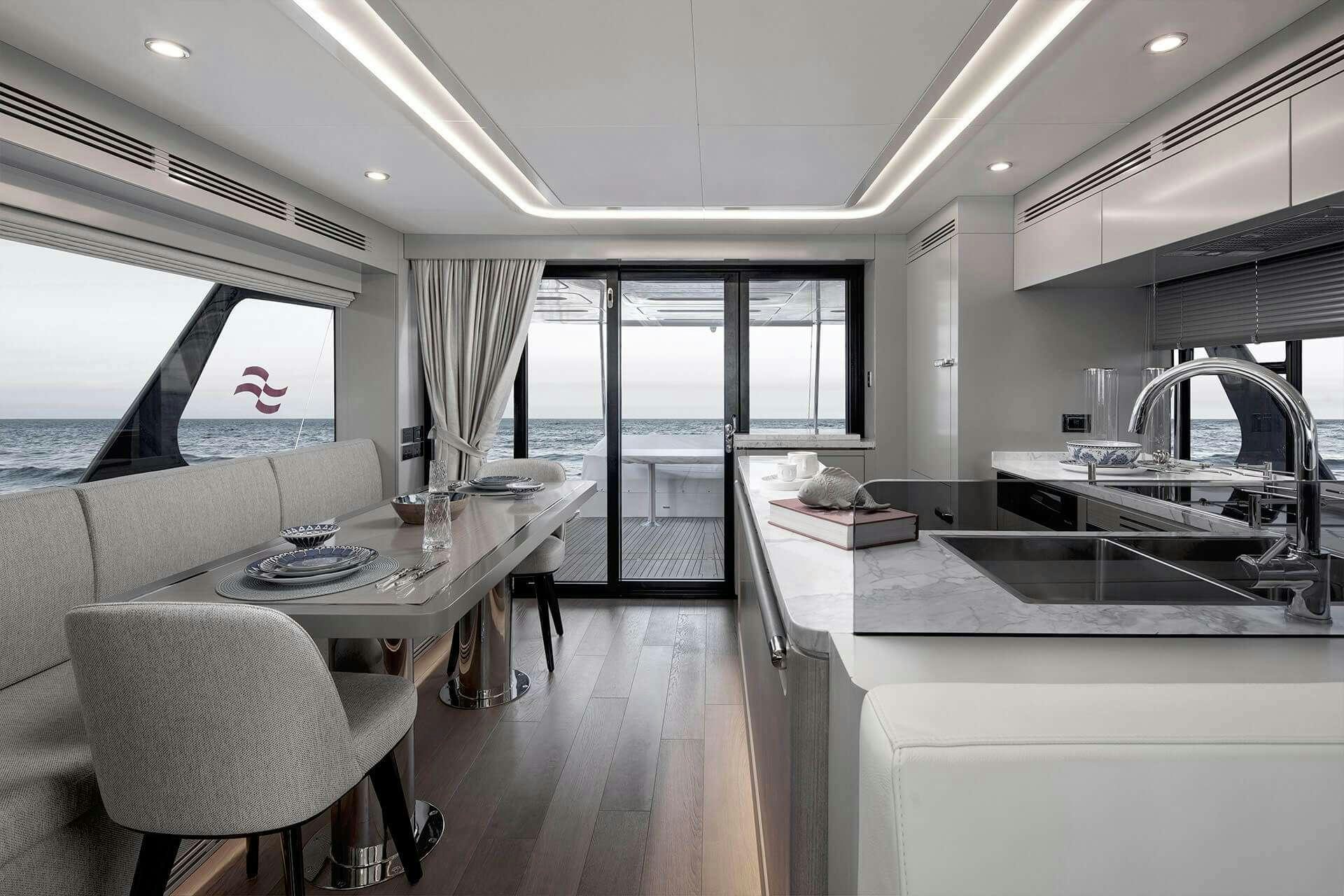 a large modern kitchen aboard NORMAN'S T4 Yacht for Charter