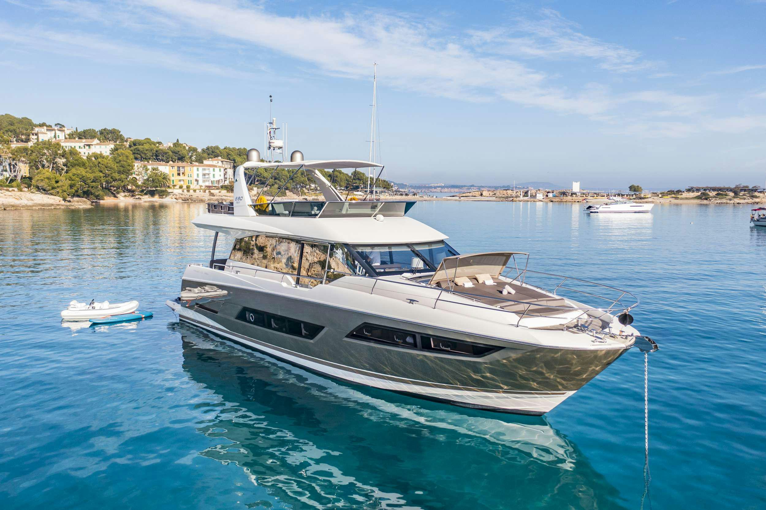 a boat in the water aboard BLUE M Yacht for Charter