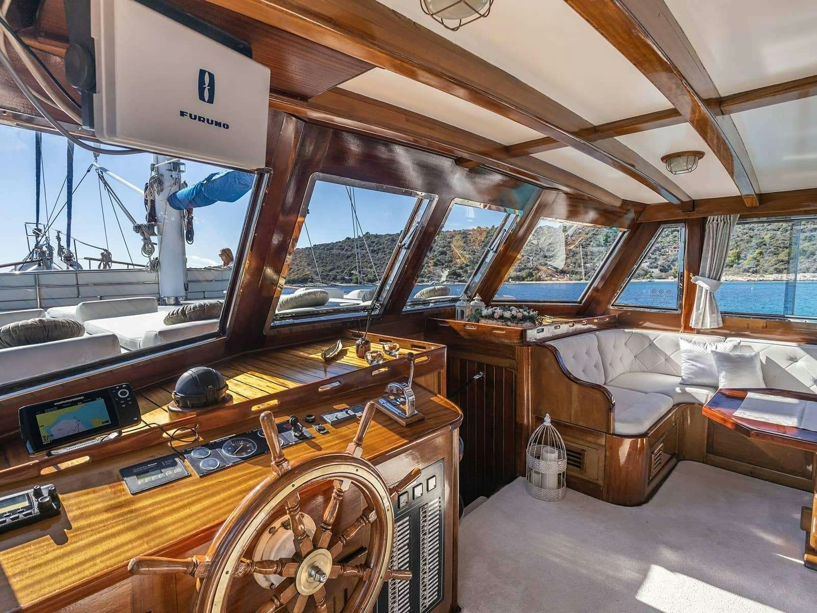inside of a wooden boat aboard GULET ANDI STAR Yacht for Charter