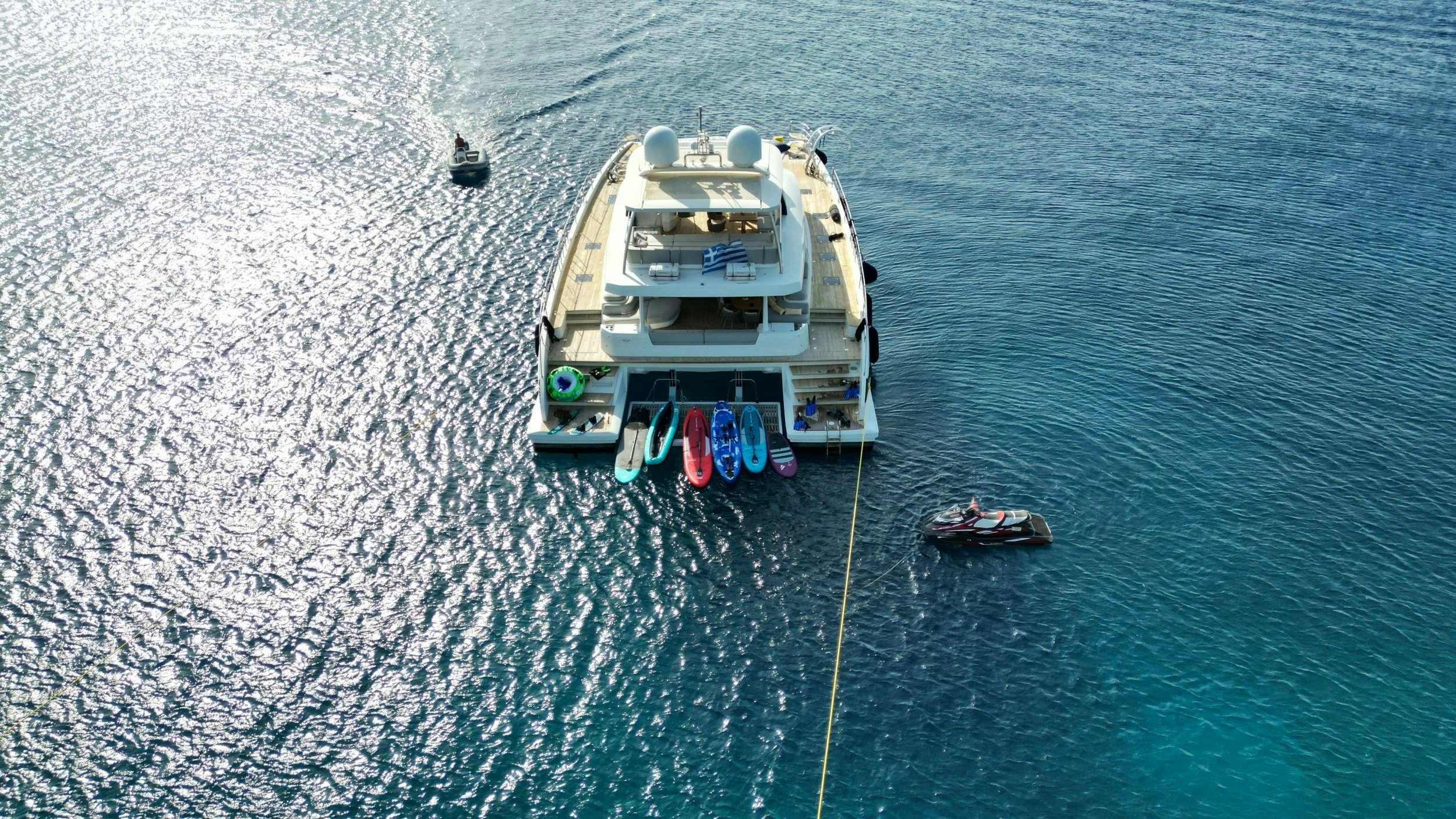 a boat on the water aboard CRAZY HORSE Yacht for Charter