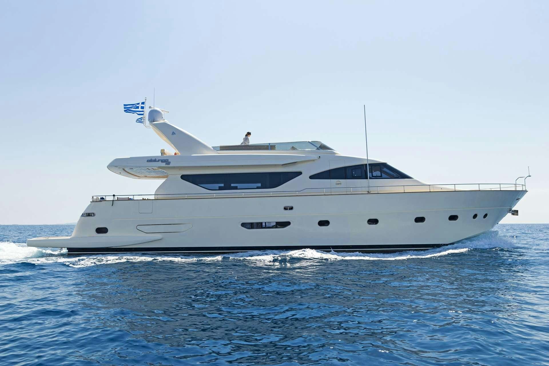a white yacht in the water aboard ALFEA Yacht for Charter
