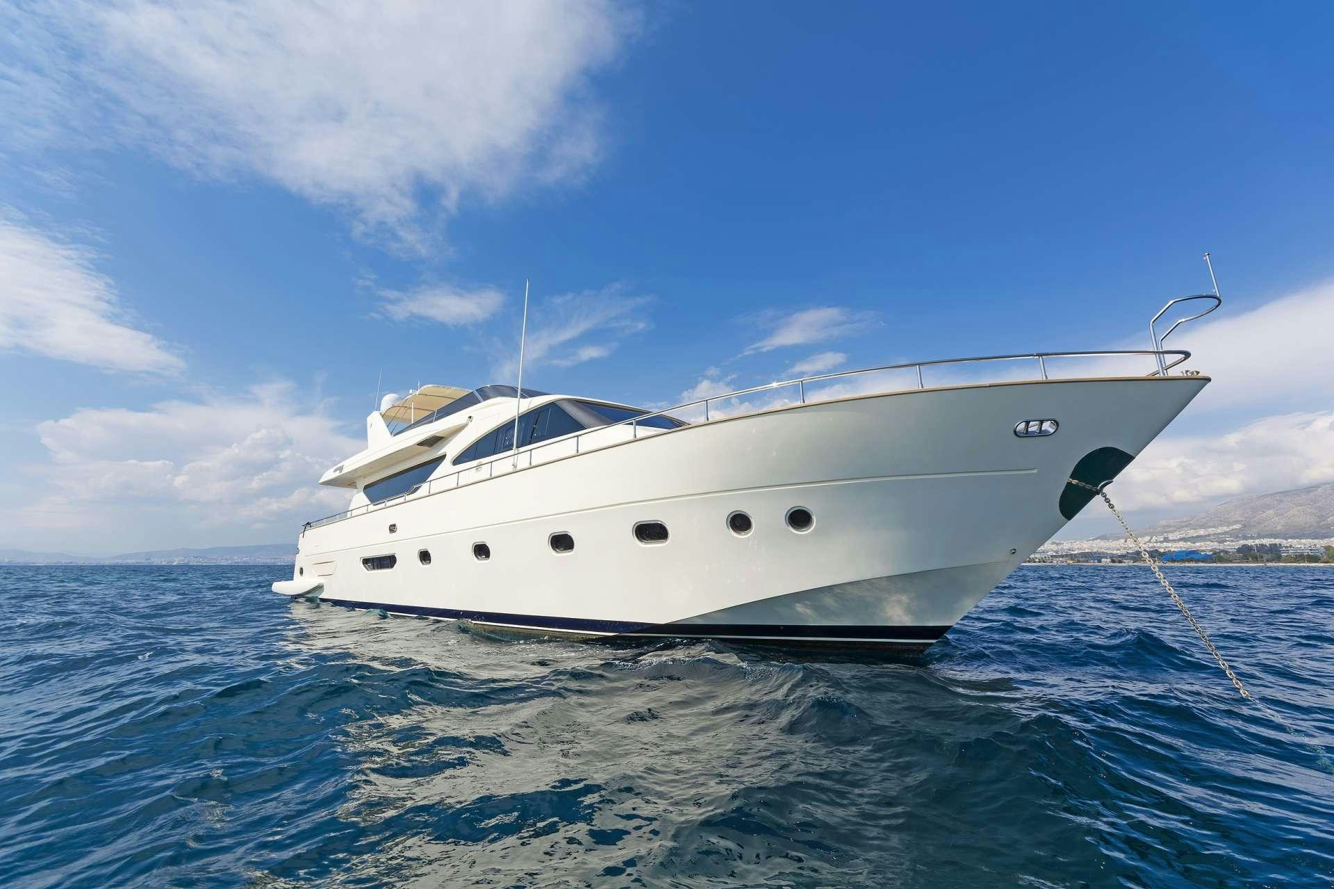a white yacht in the water aboard ALFEA Yacht for Charter