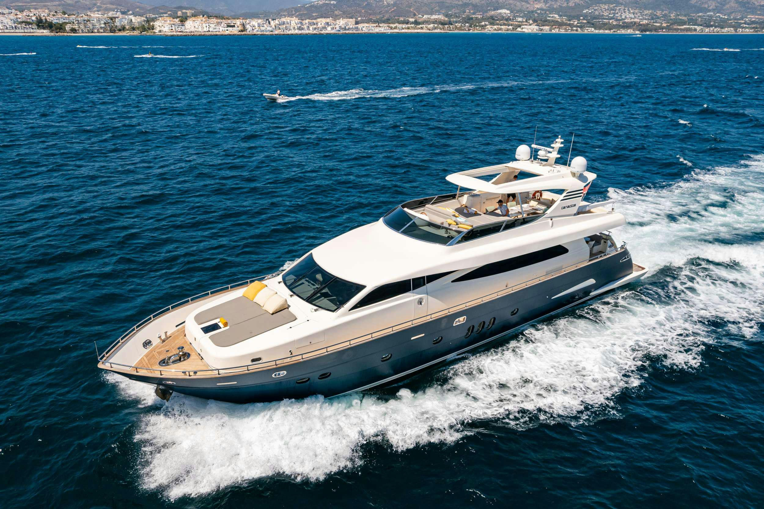 a boat on the water aboard M Yacht for Charter