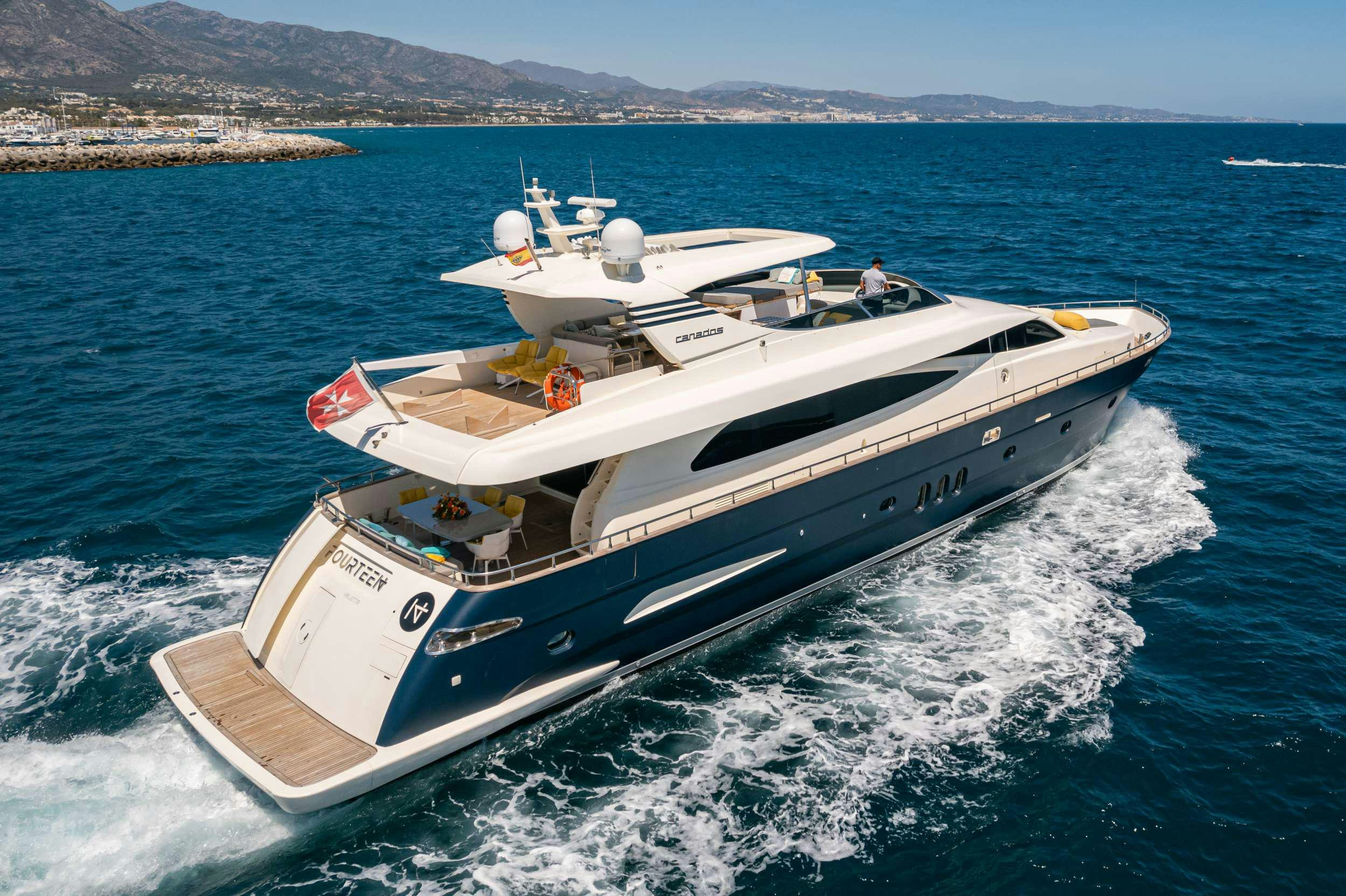 a boat on the water aboard M Yacht for Charter