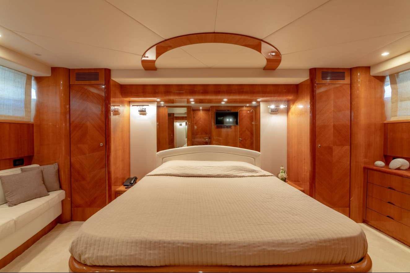 a bed in a room aboard VENUS SECRETS Yacht for Charter
