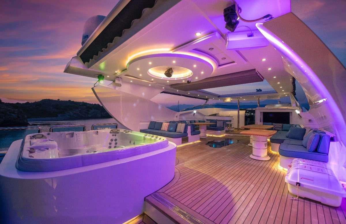 a boat on a deck aboard DESTINY Yacht for Charter