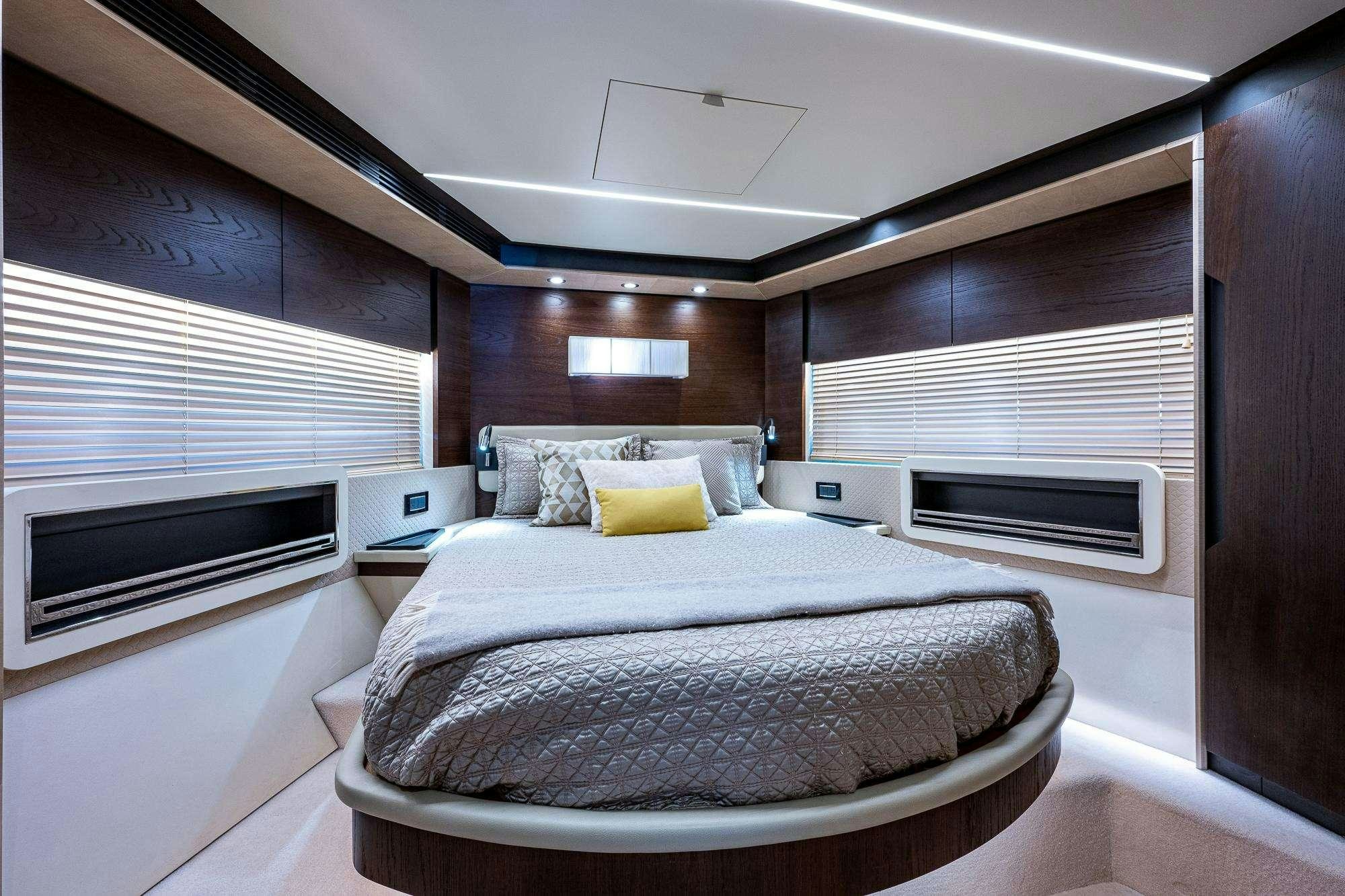 a bed in a room aboard STAYSEA Yacht for Charter