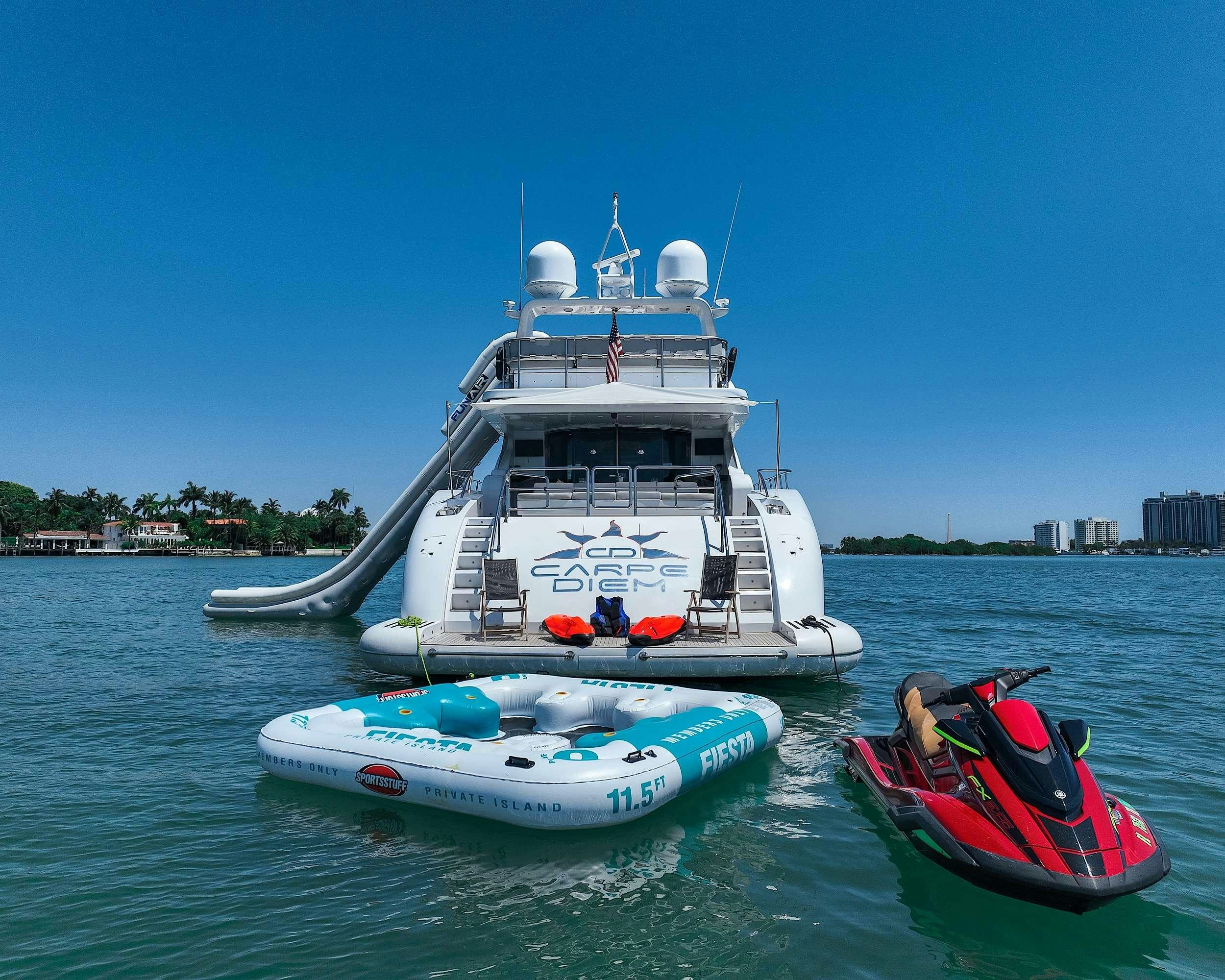 a boat on the water aboard CARPE DIEM Yacht for Charter
