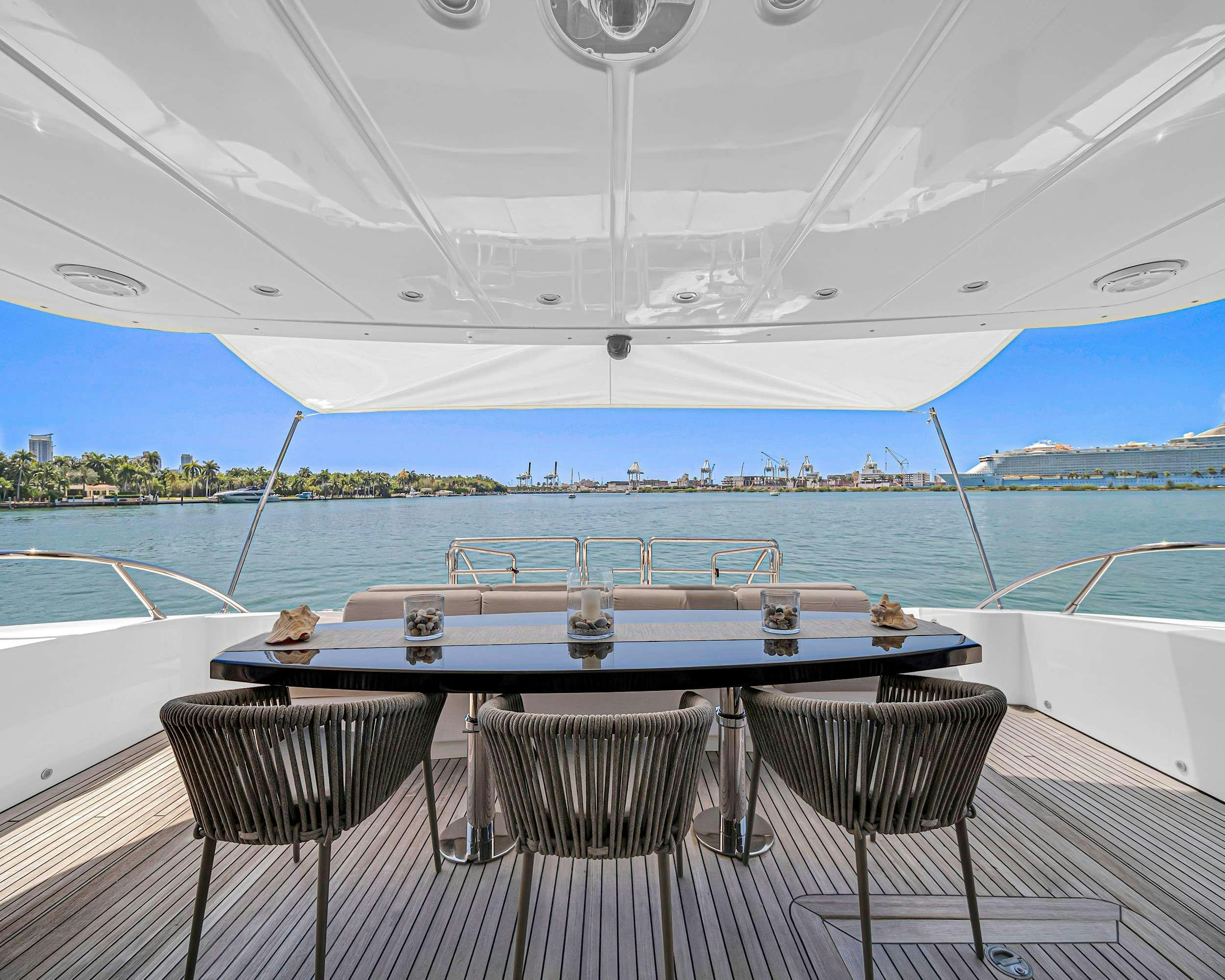 a table set for a meal on a boat aboard CARPE DIEM Yacht for Charter