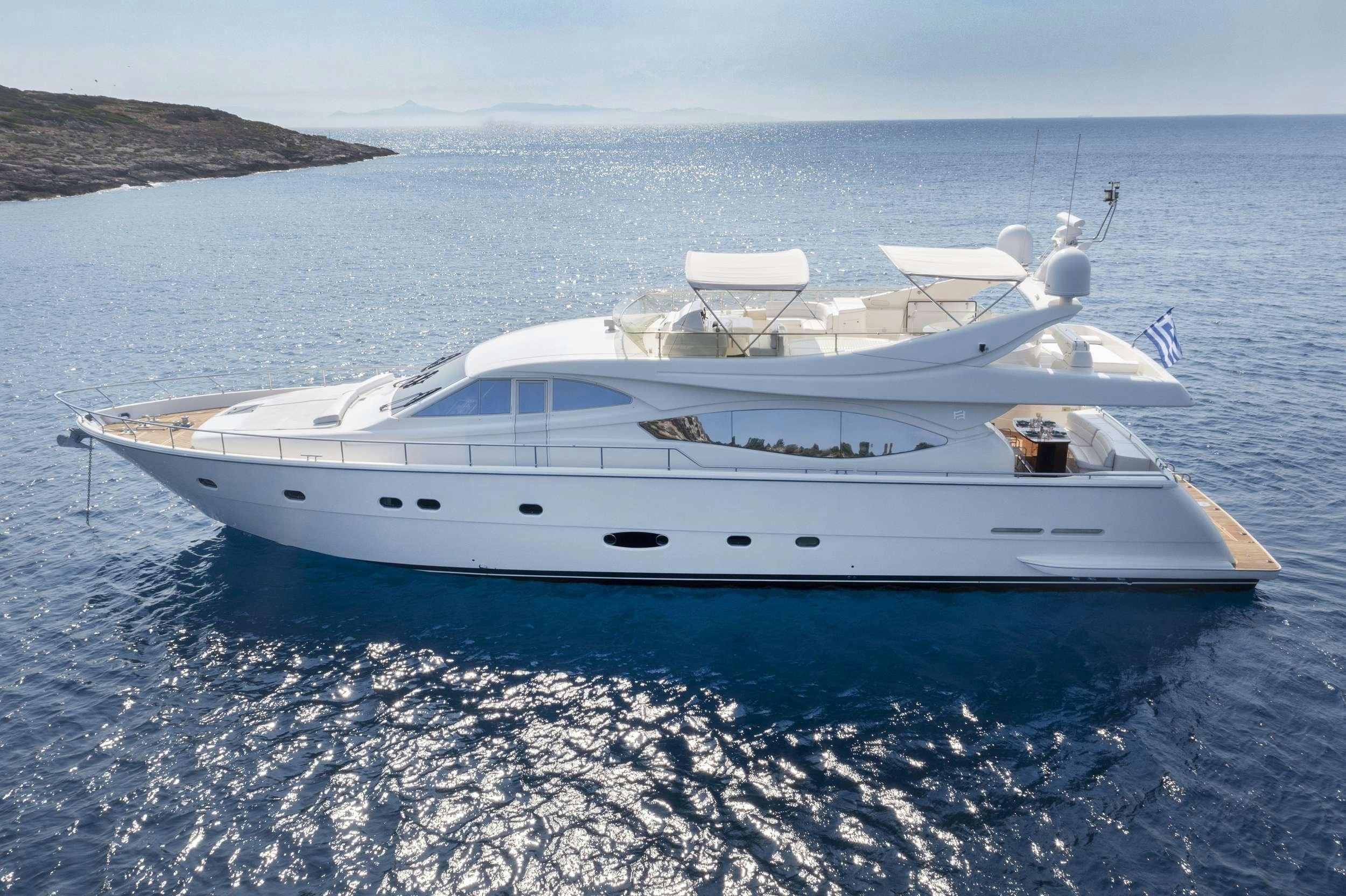 a white yacht in the water aboard VENTUS 21 Yacht for Charter