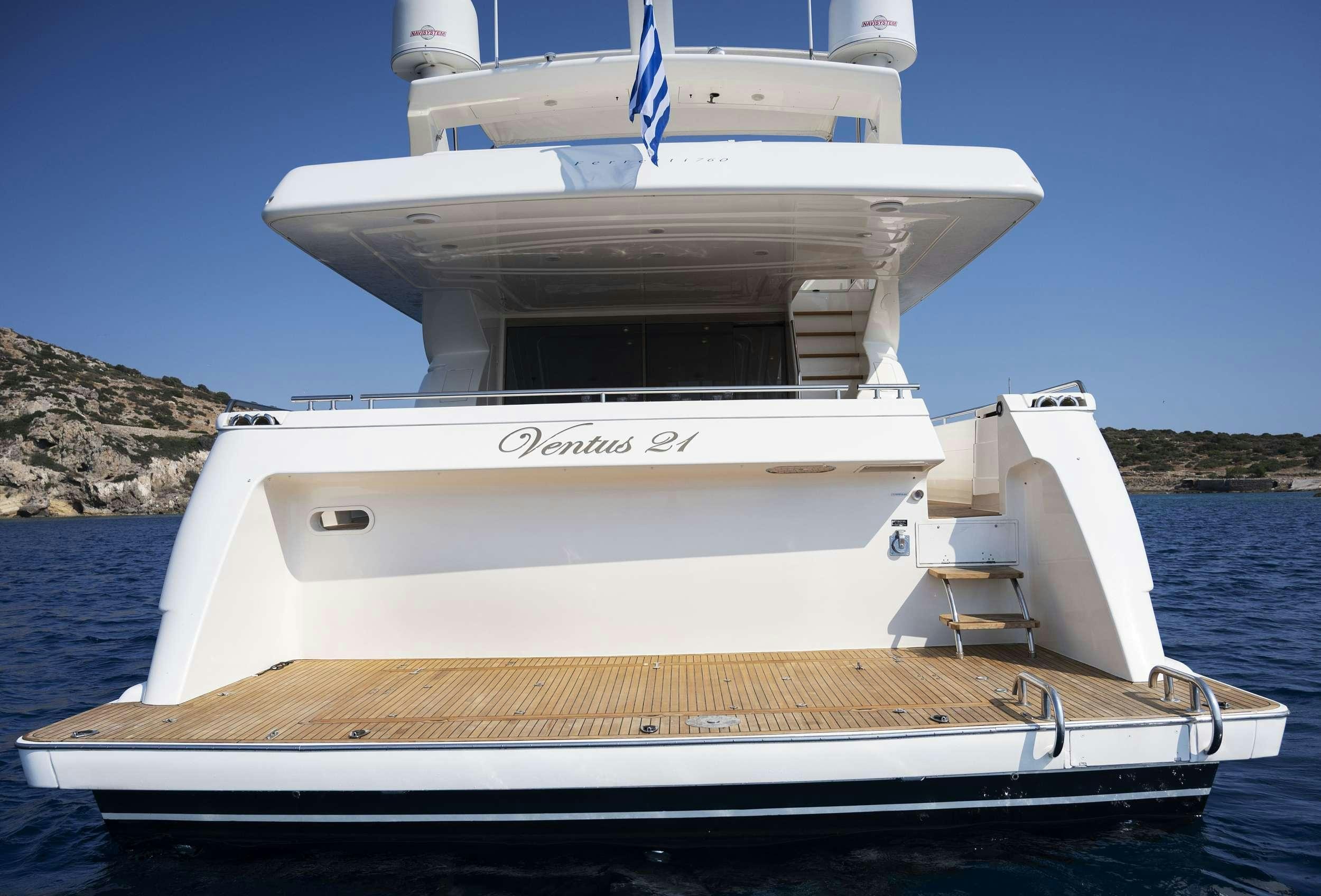 a white boat on the water aboard VENTUS 21 Yacht for Charter