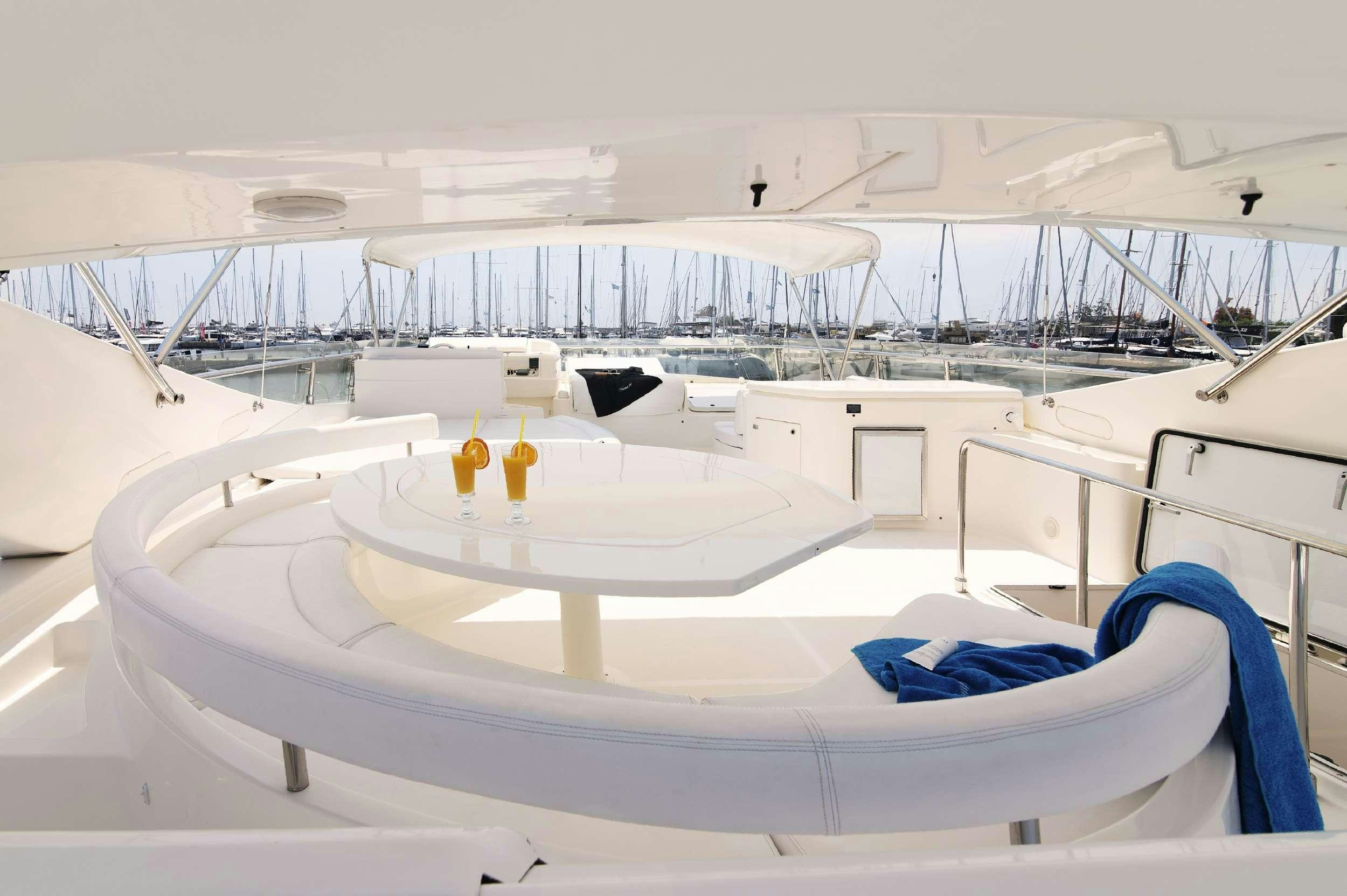 a boat with drinks on it aboard VENTUS 21 Yacht for Charter