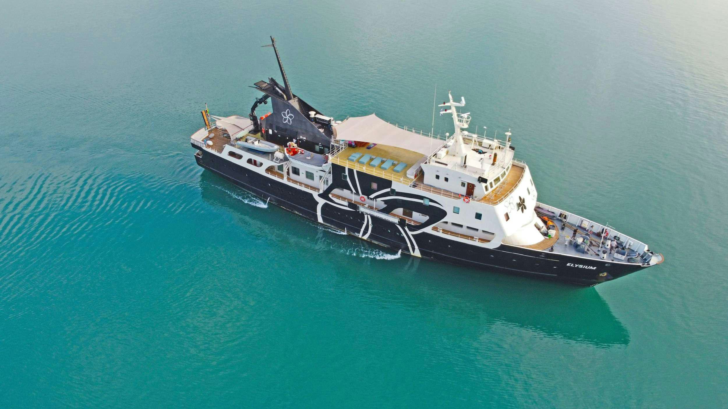 a large ship in the water aboard ELYSIUM Yacht for Charter