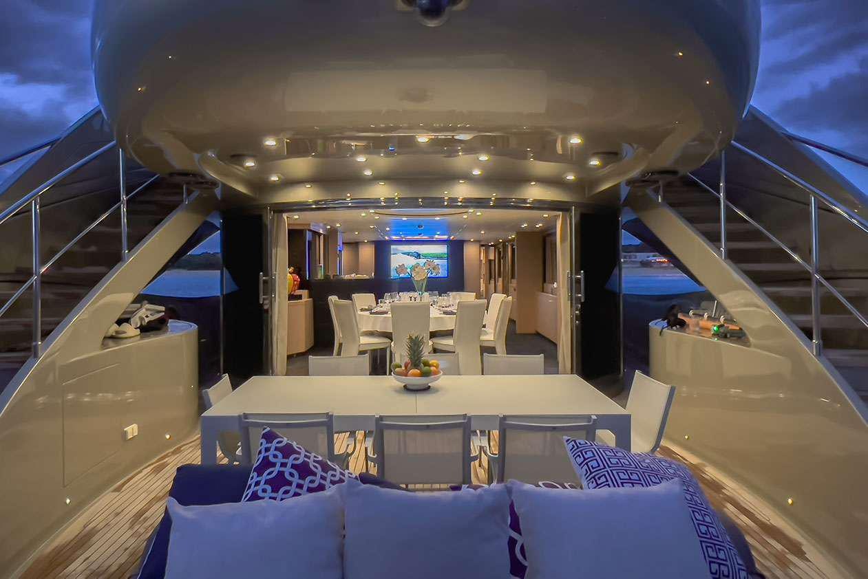 inside of a space ship aboard YCM 120 Yacht for Charter