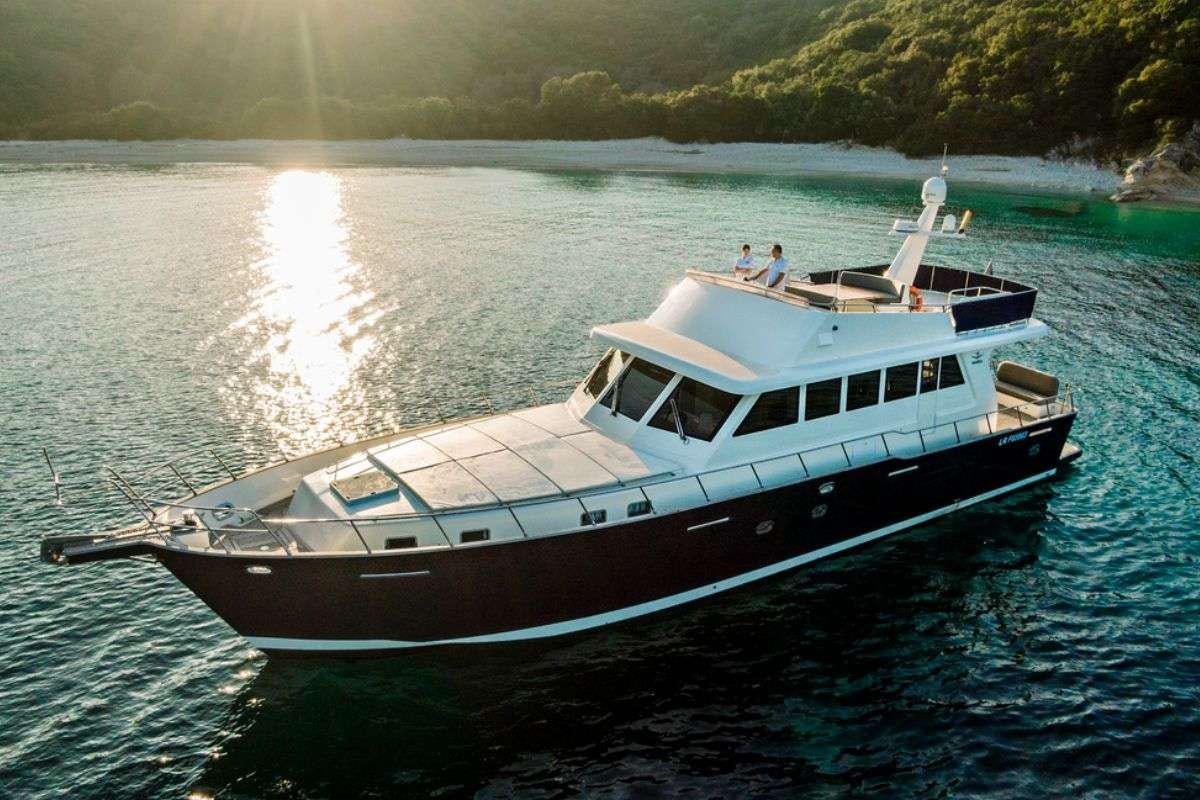 a boat on the water aboard FLAMENGA Yacht for Charter