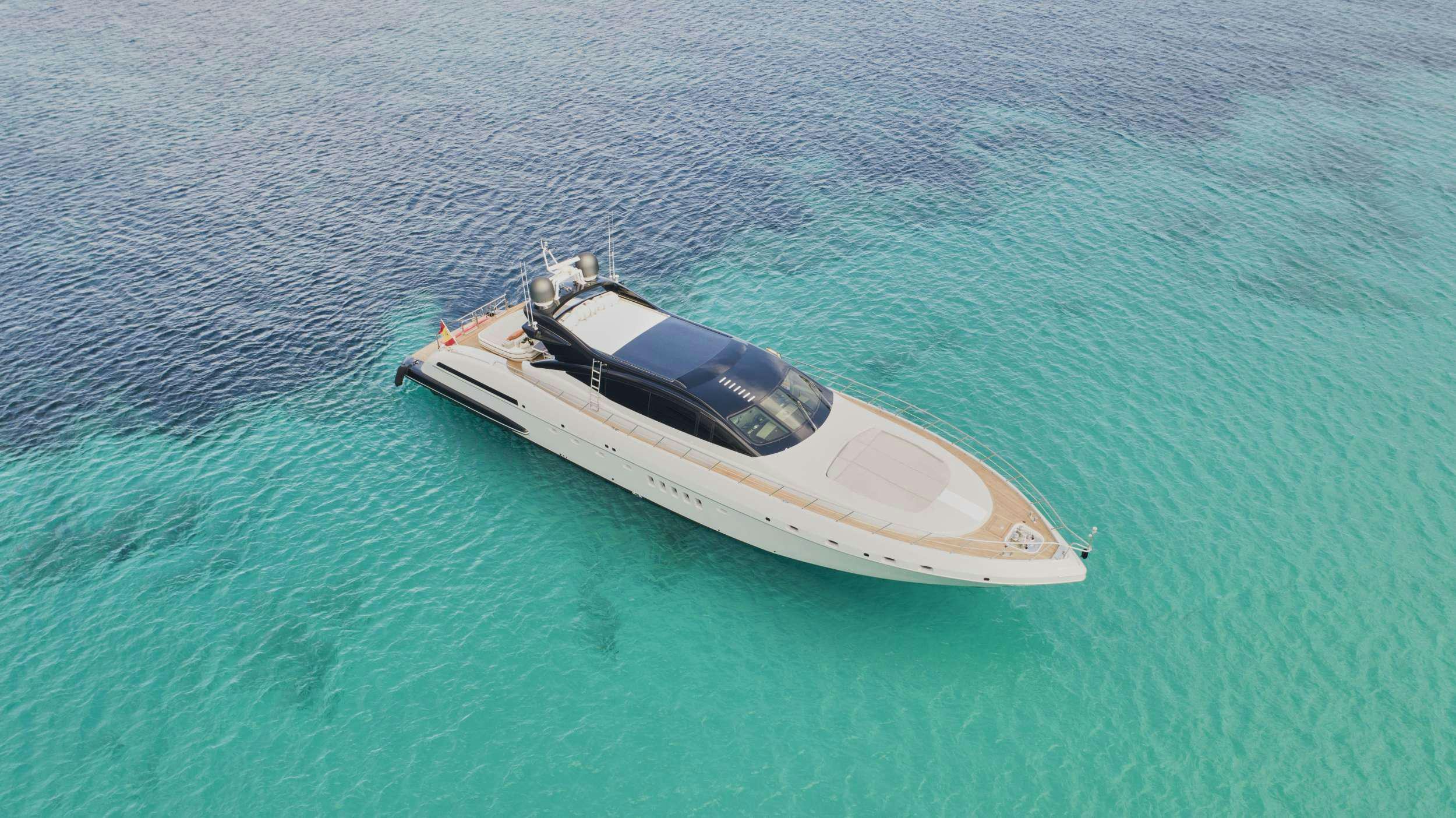 a small boat in the water aboard FIVE STARS Yacht for Charter