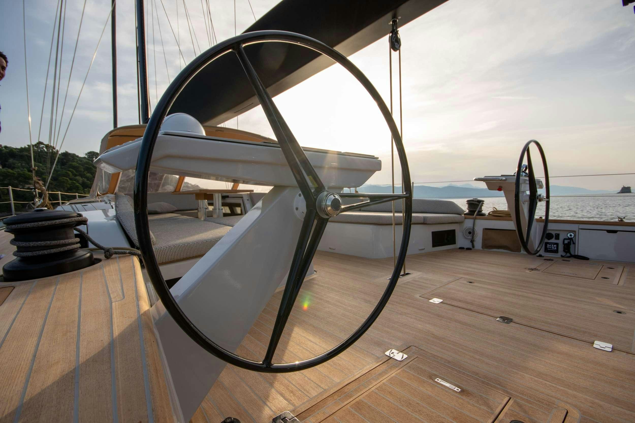 a boat on a deck aboard BIANCA Yacht for Charter