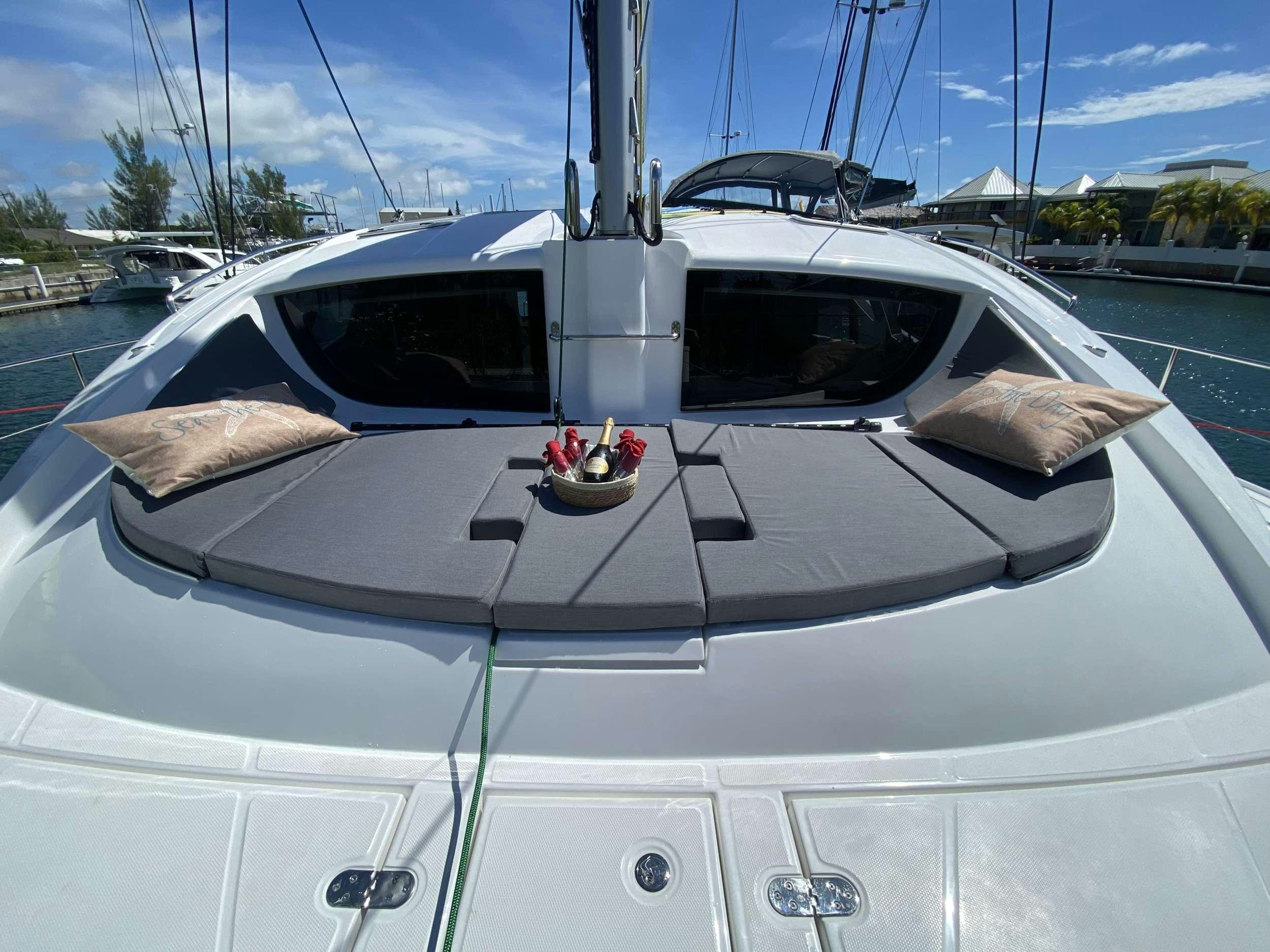 the front of a white car aboard WEIHAII Yacht for Charter
