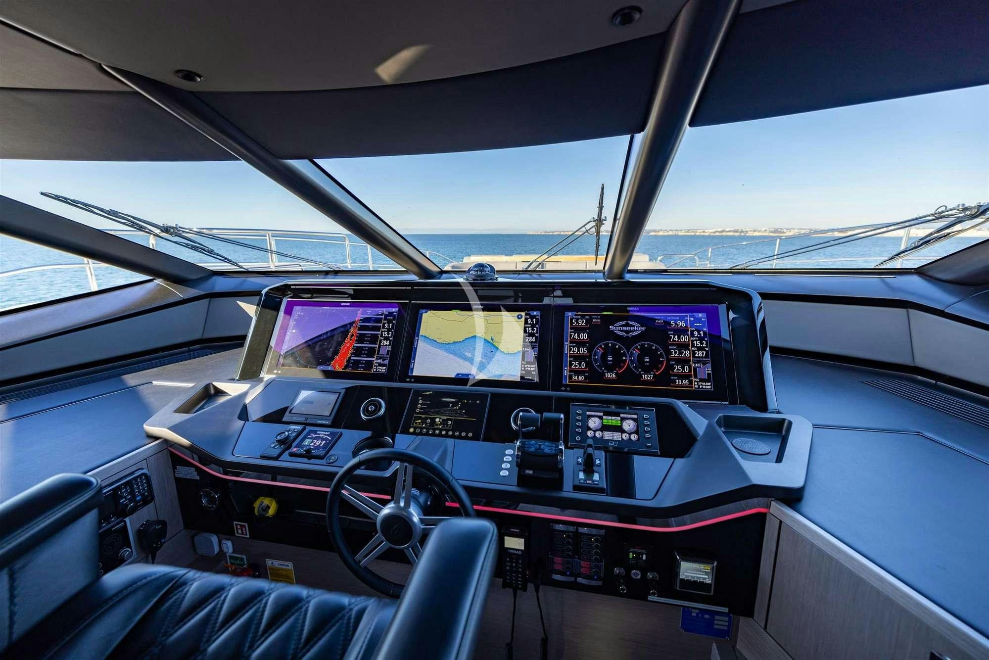 inside of a car aboard MY SCORPION Yacht for Charter