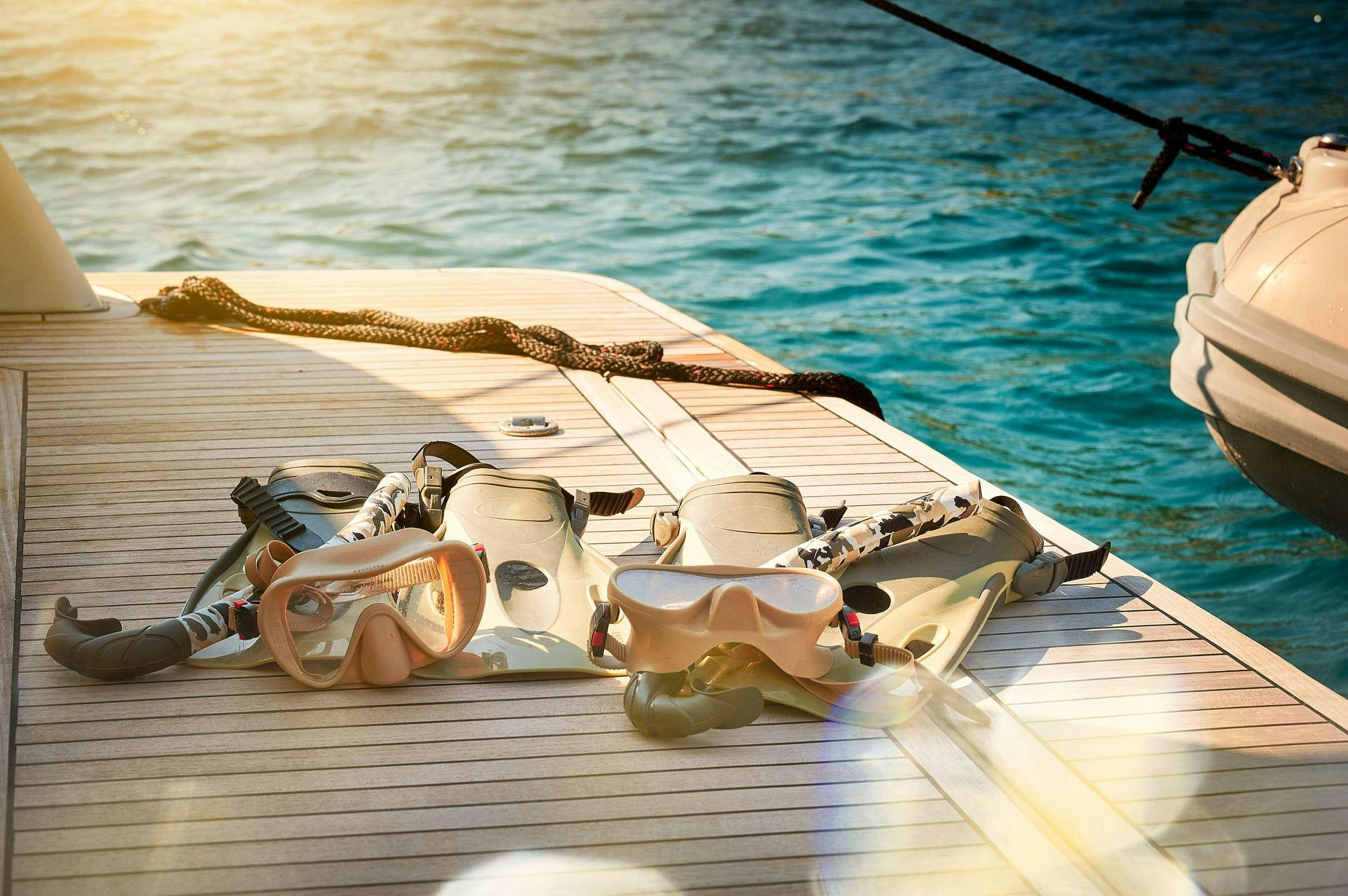 a boat with a rope attached to it aboard STELLA D'ORO Yacht for Charter
