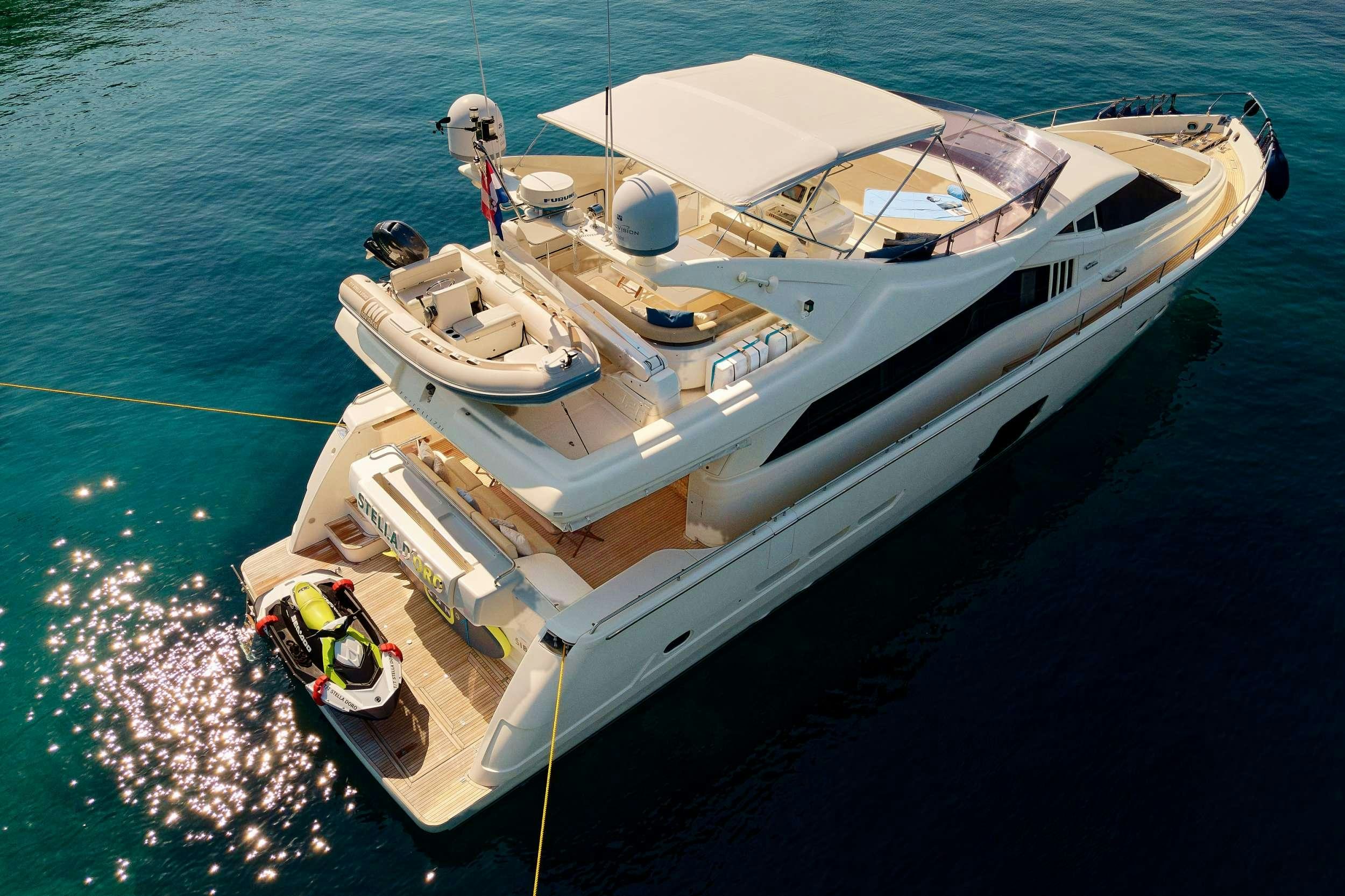 a boat on the water aboard STELLA D'ORO Yacht for Charter