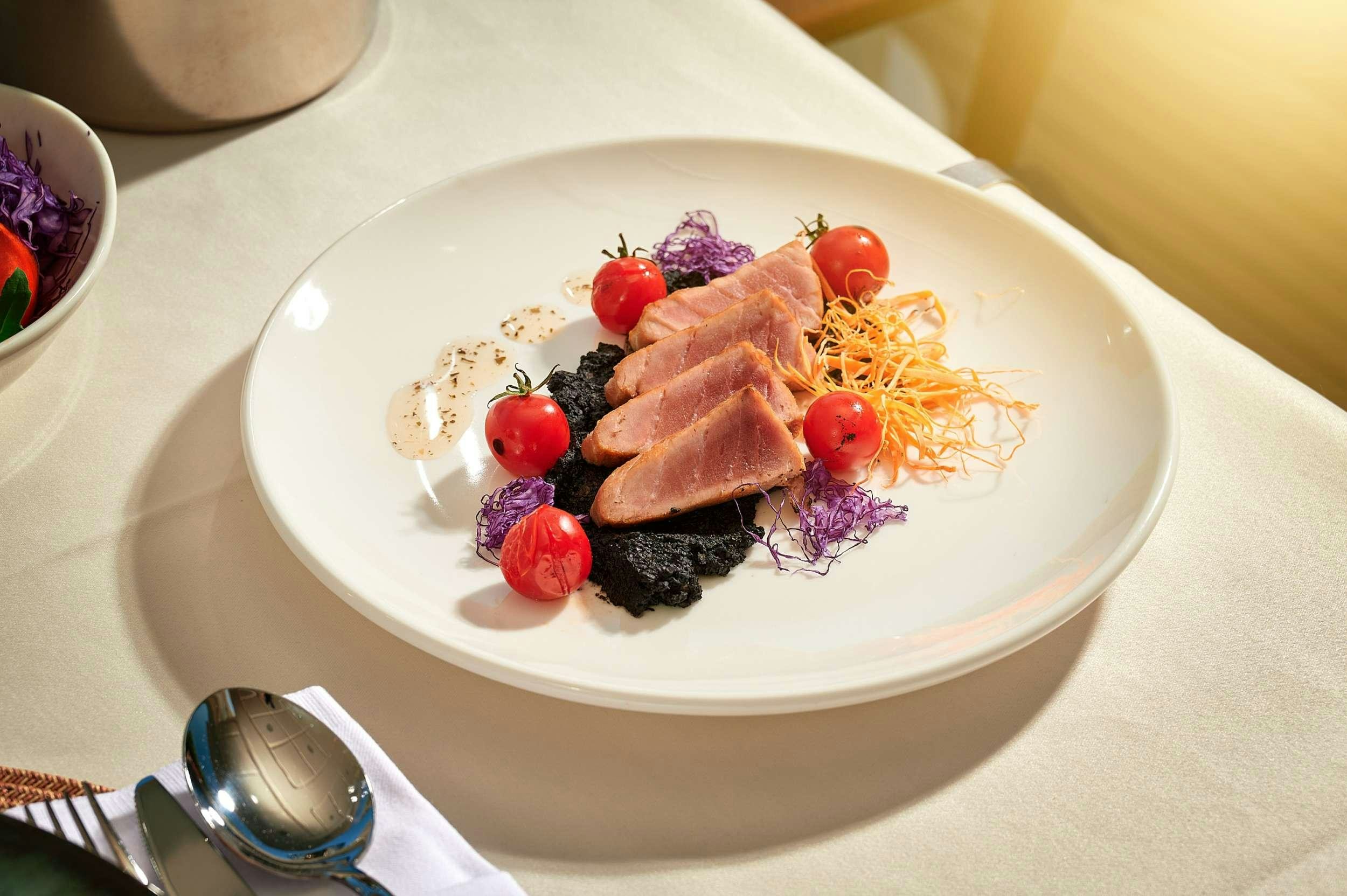 a plate of food aboard STELLA D'ORO Yacht for Charter