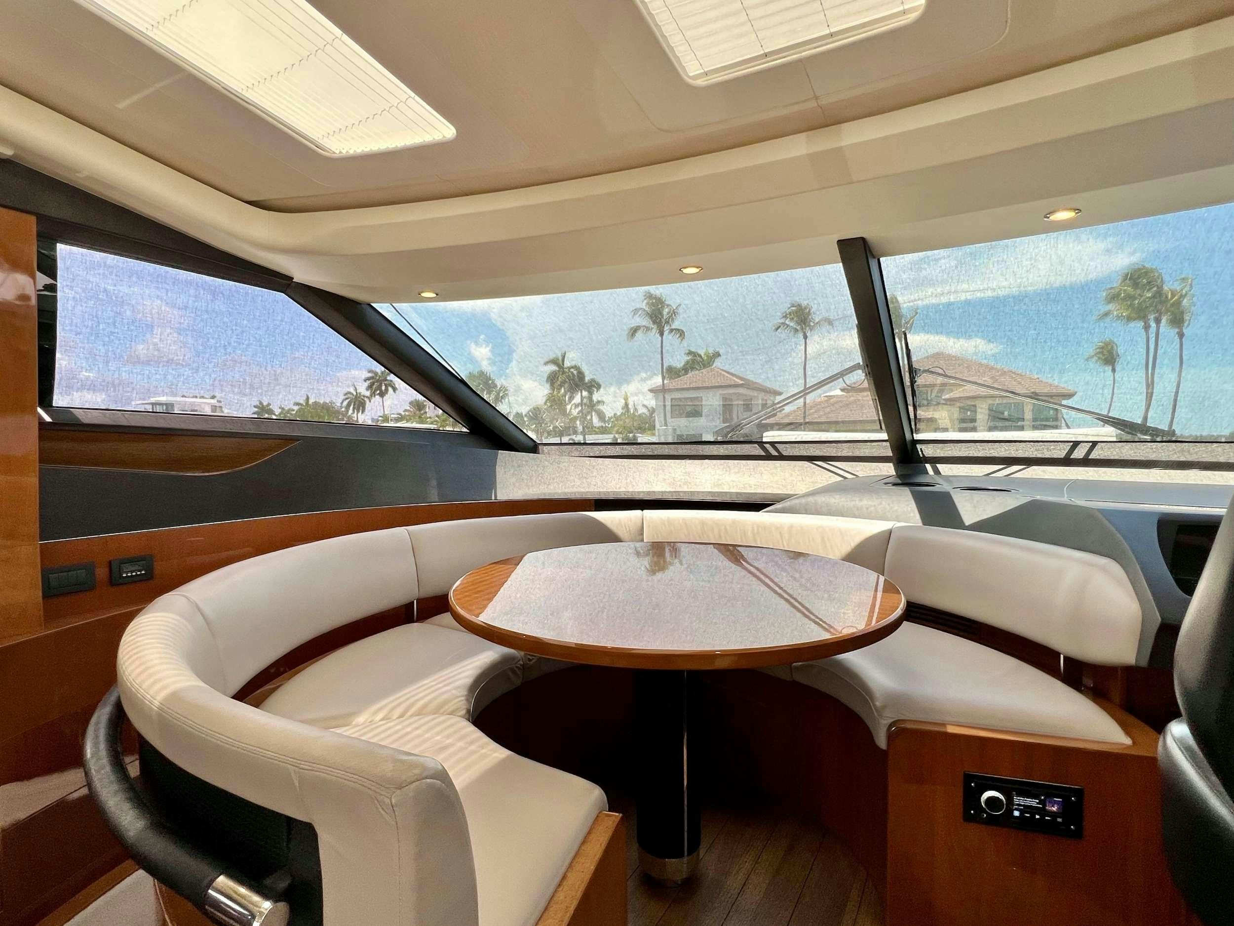inside of a car aboard POLICY LIMITS Yacht for Charter