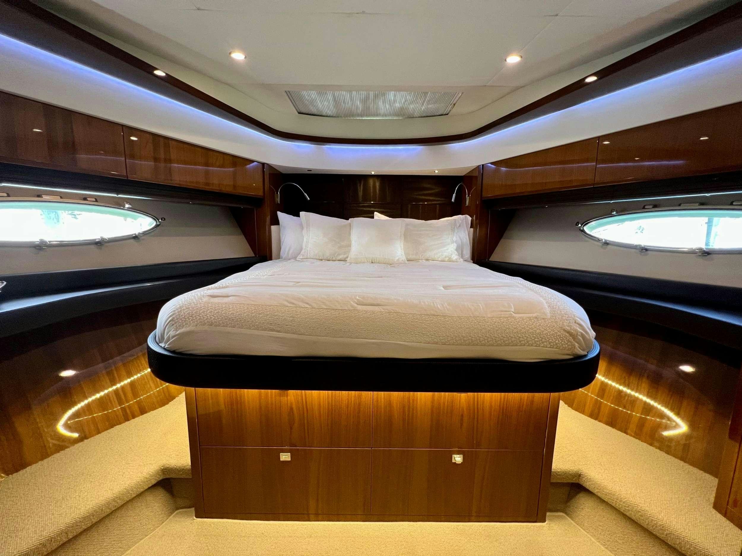 a bed in a train aboard POLICY LIMITS Yacht for Charter
