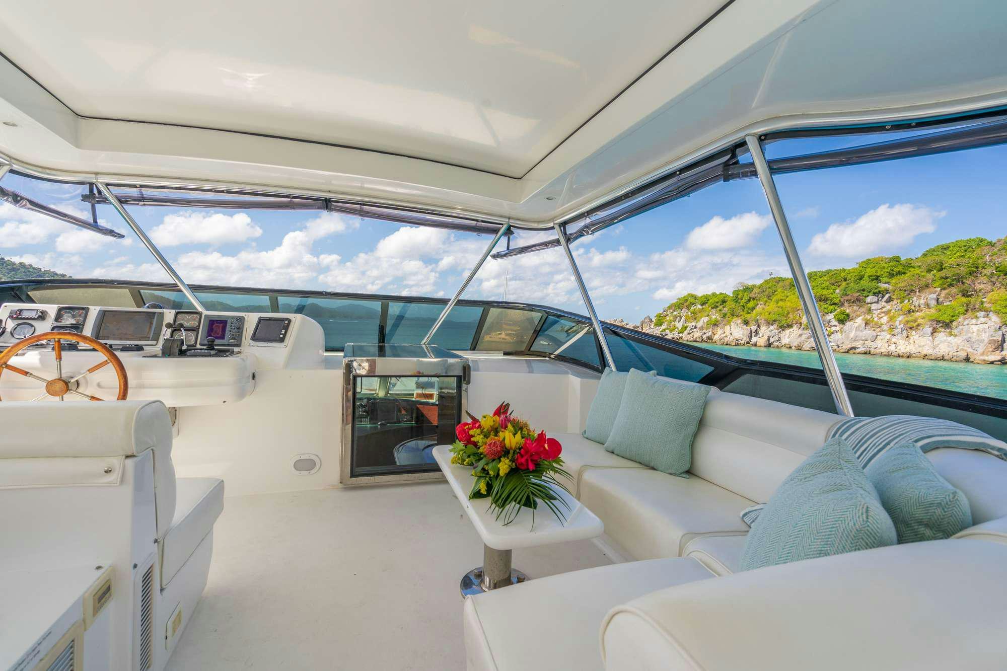 inside of a car aboard STEELING TIME Yacht for Charter