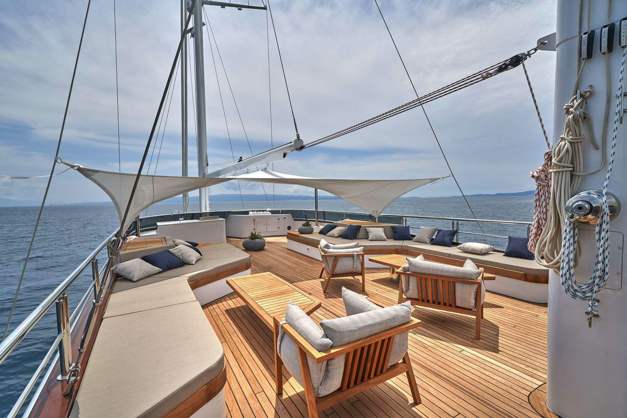a boat on the water aboard MARALLURE Yacht for Charter