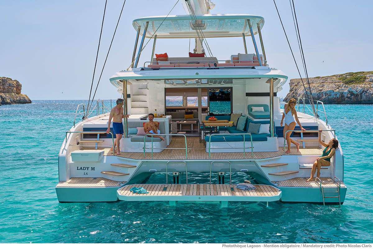 a boat with people on it aboard VALINOR Yacht for Charter