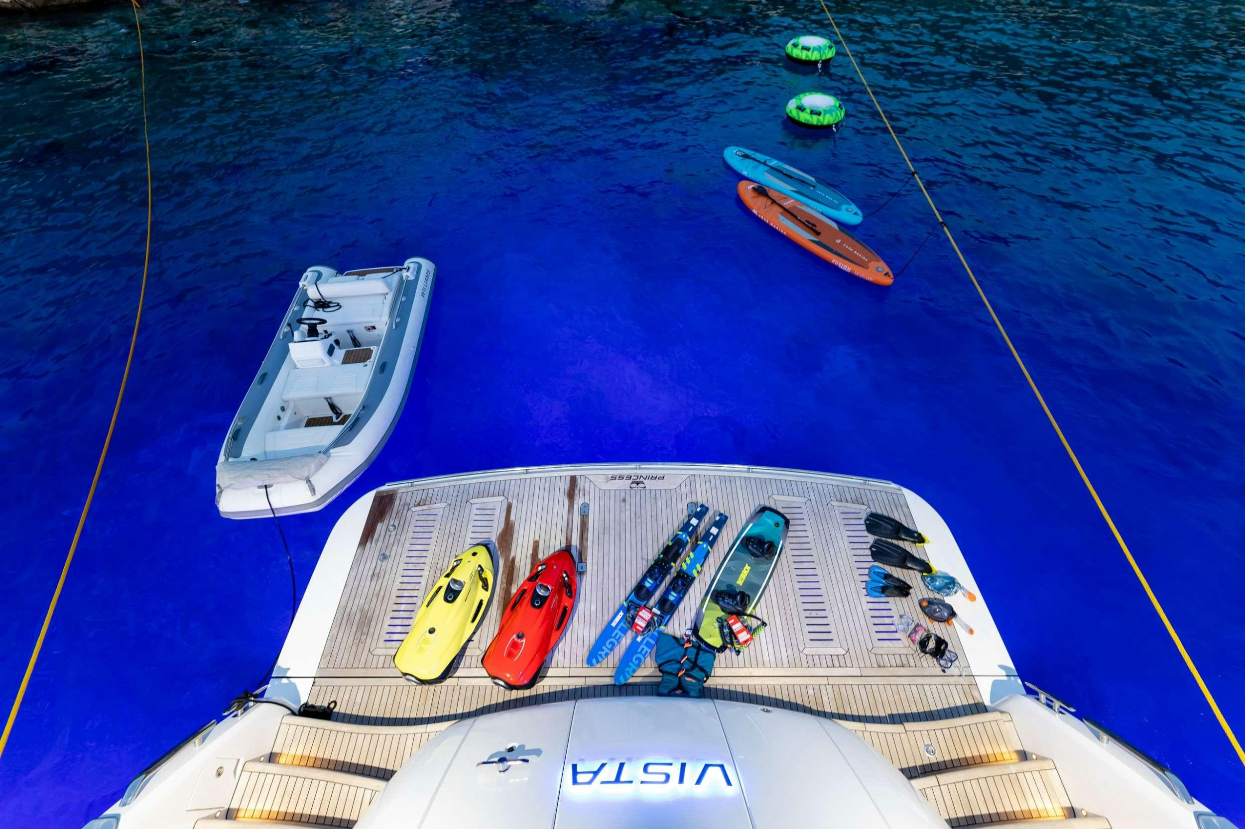 a boat with people on it aboard VISTA Yacht for Charter