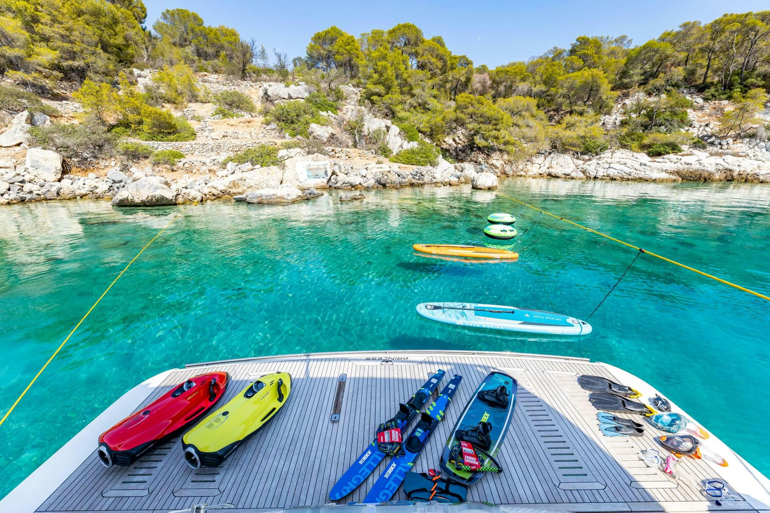 a group of boats on a river aboard VISTA Yacht for Charter