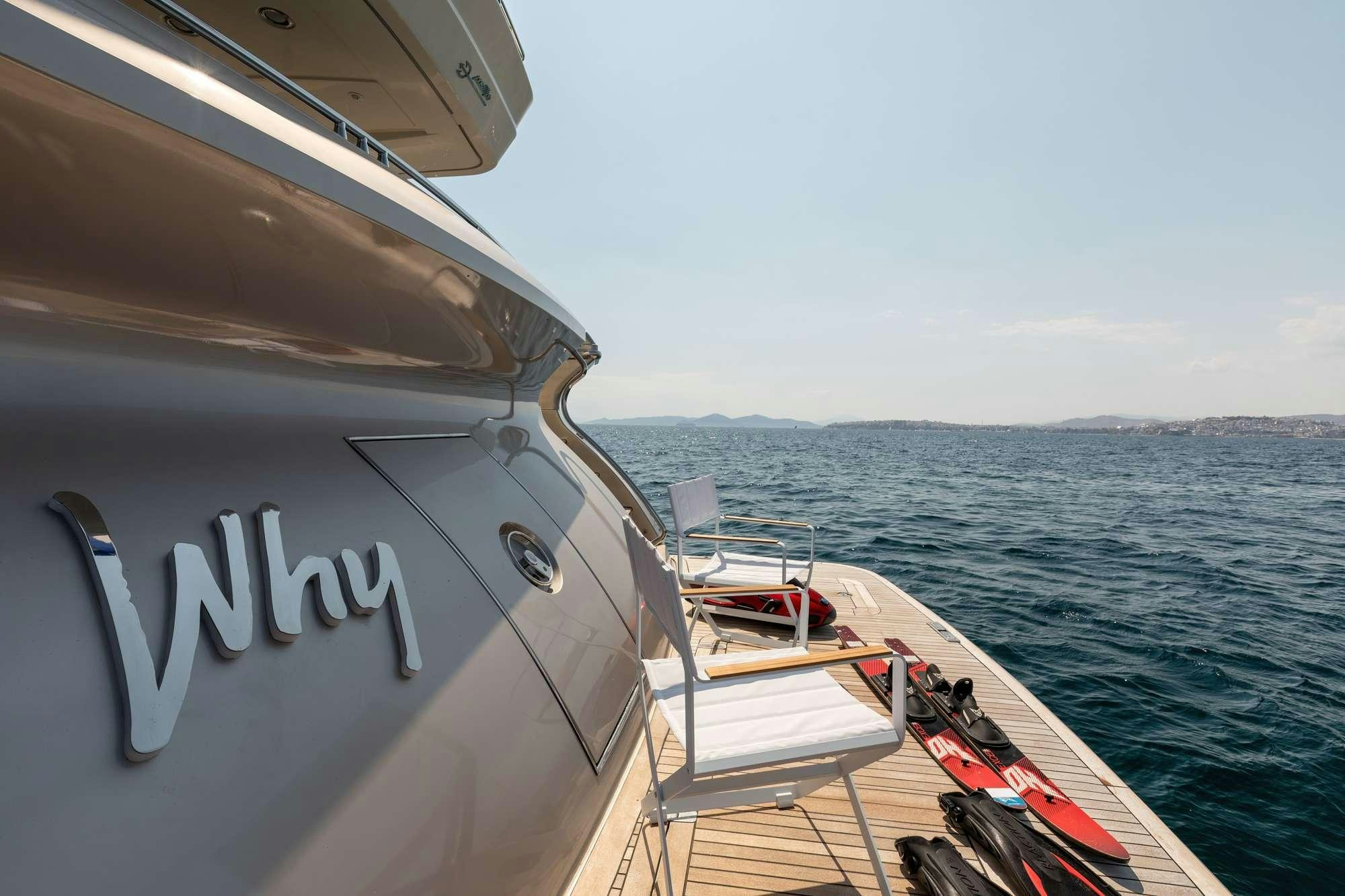 a boat on the water aboard WHY Yacht for Charter