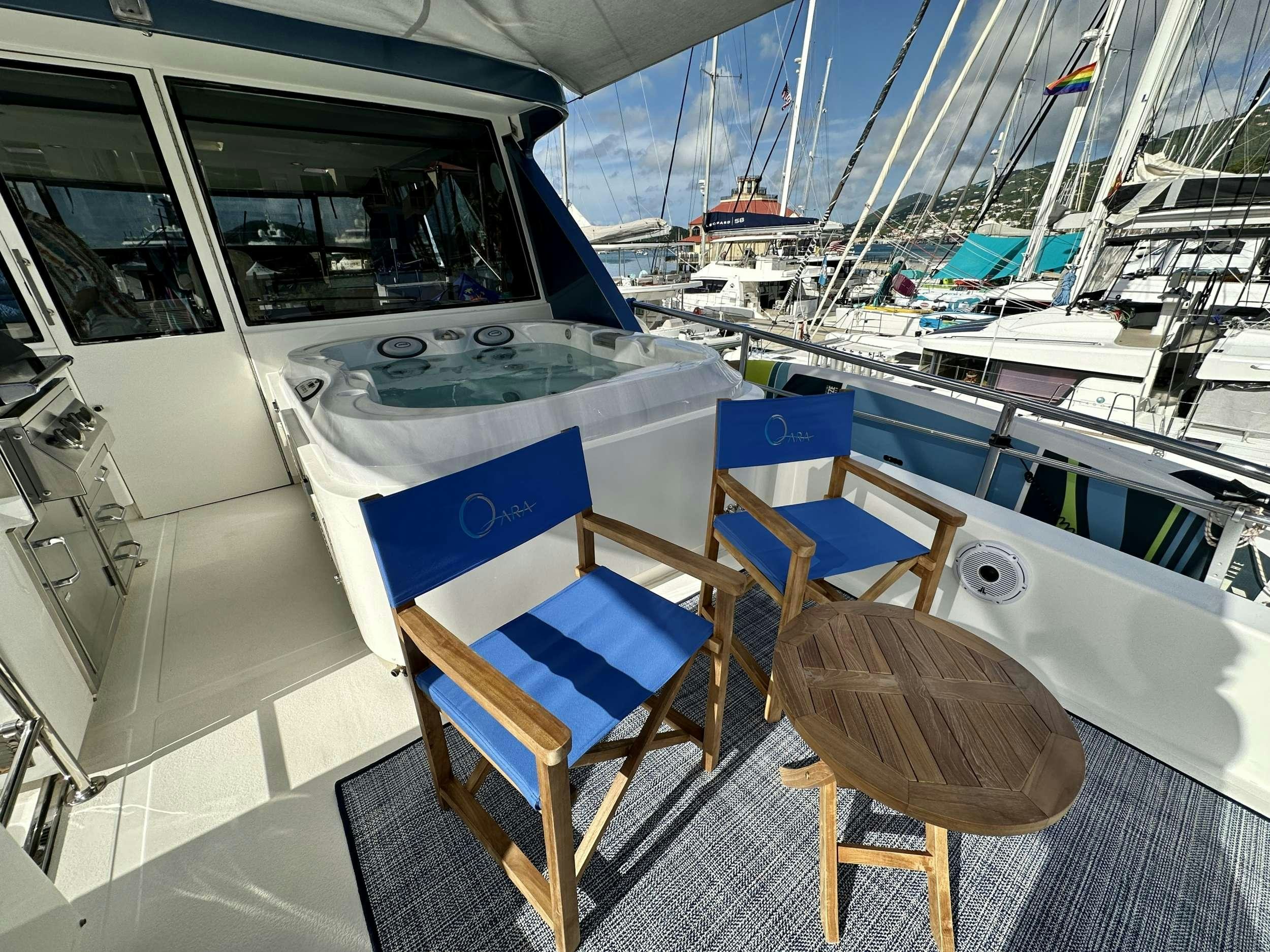 a boat on a deck aboard QARA Yacht for Charter