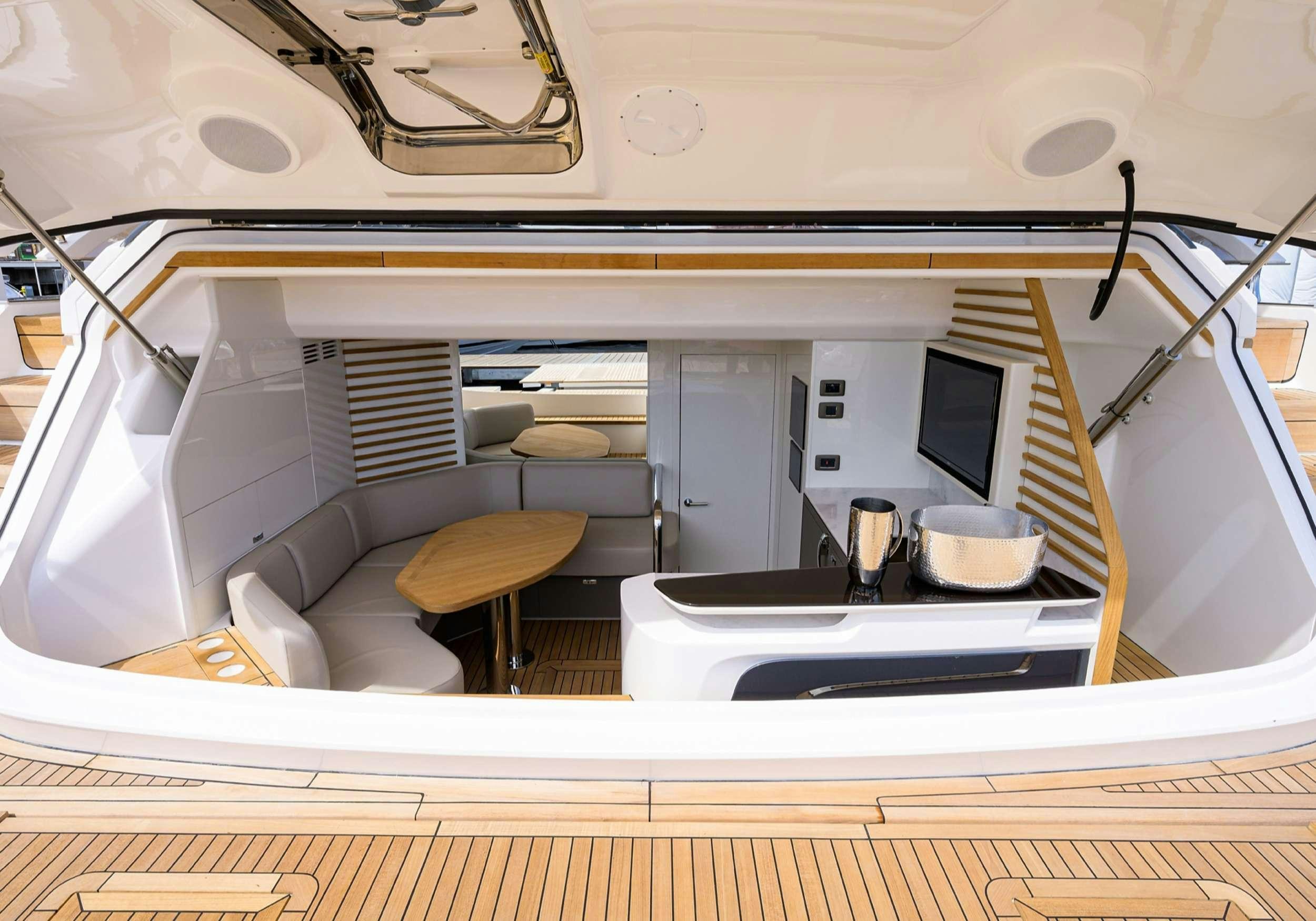 a modern looking kitchen aboard MONOPOLY Yacht for Charter