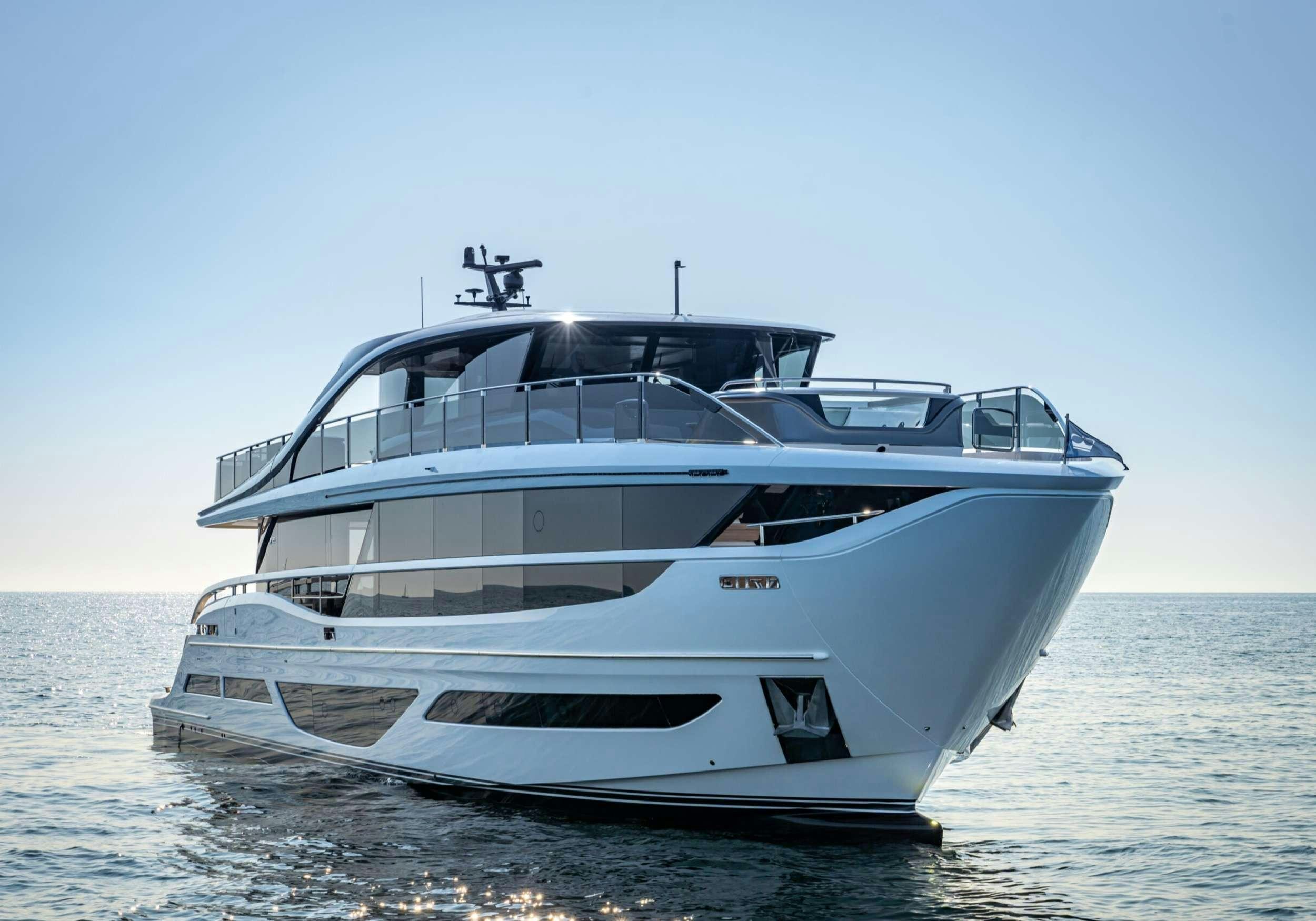 a white yacht on the water aboard MONOPOLY Yacht for Charter