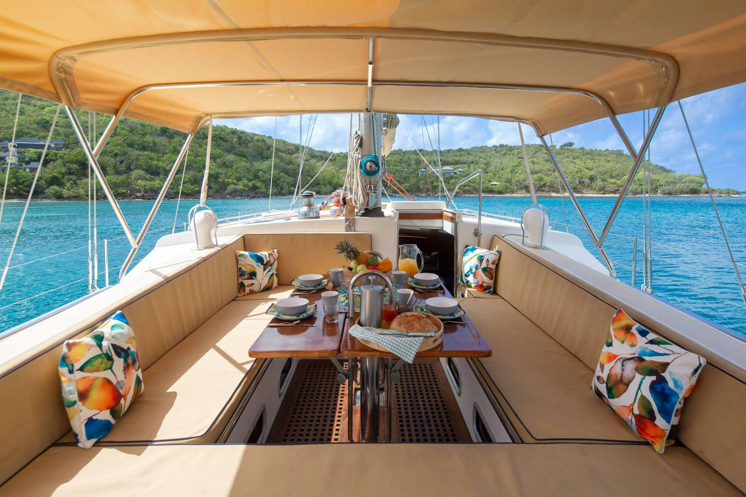 a table on a boat aboard ARROW OF AYR Yacht for Charter