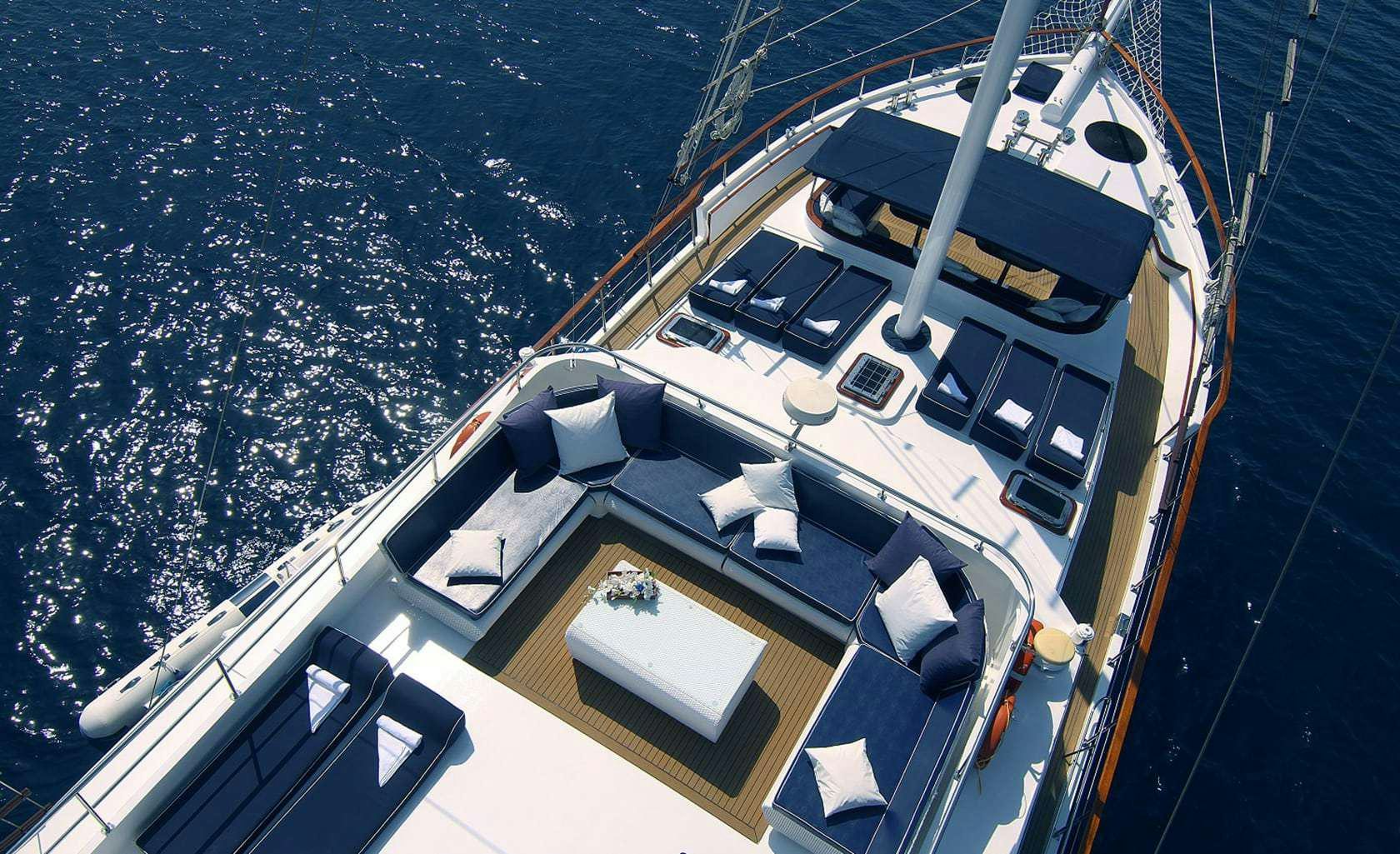 a ship in the water aboard AURUM Yacht for Charter