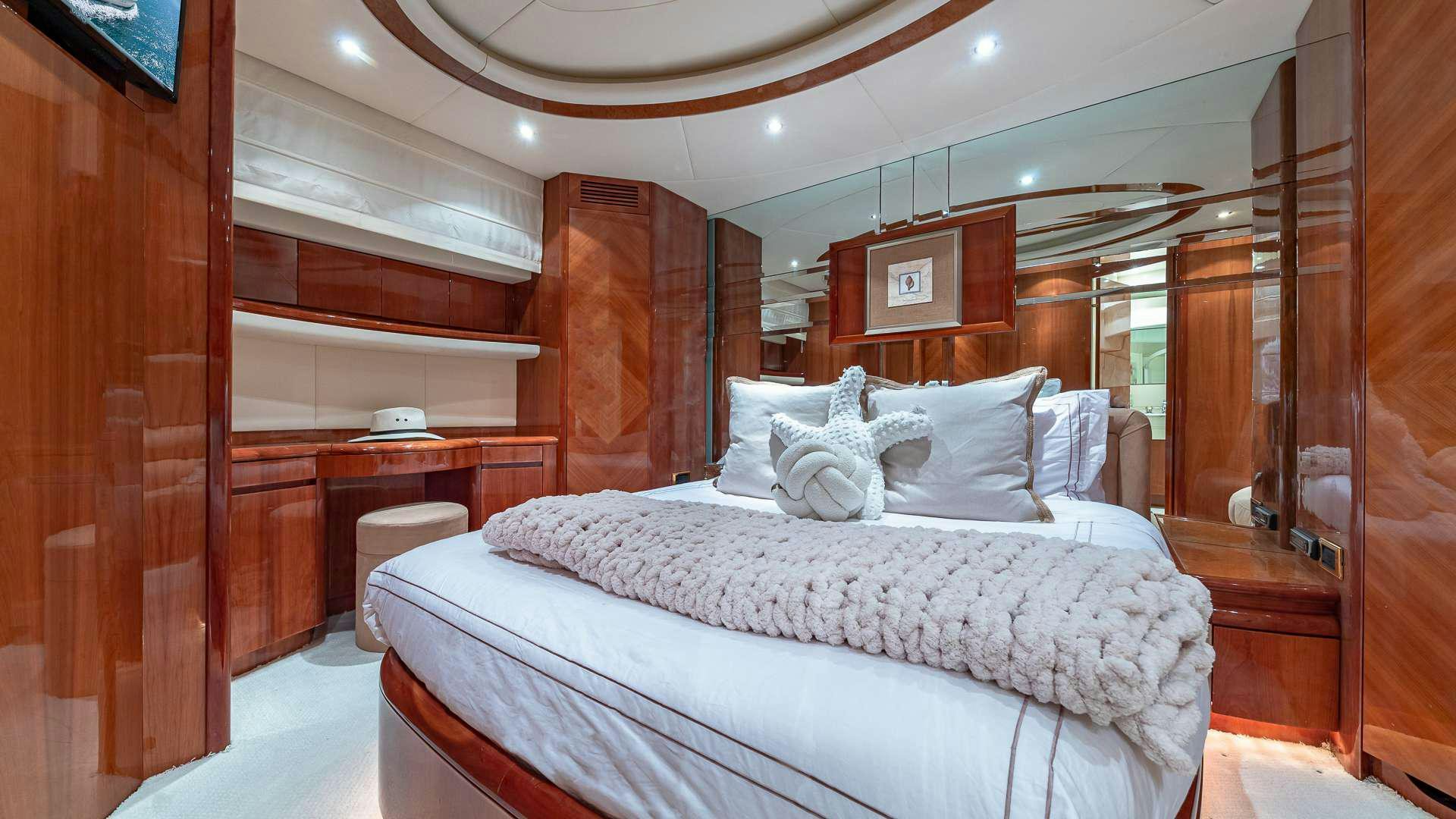 a bed in a room aboard SALT SHAKER Yacht for Charter