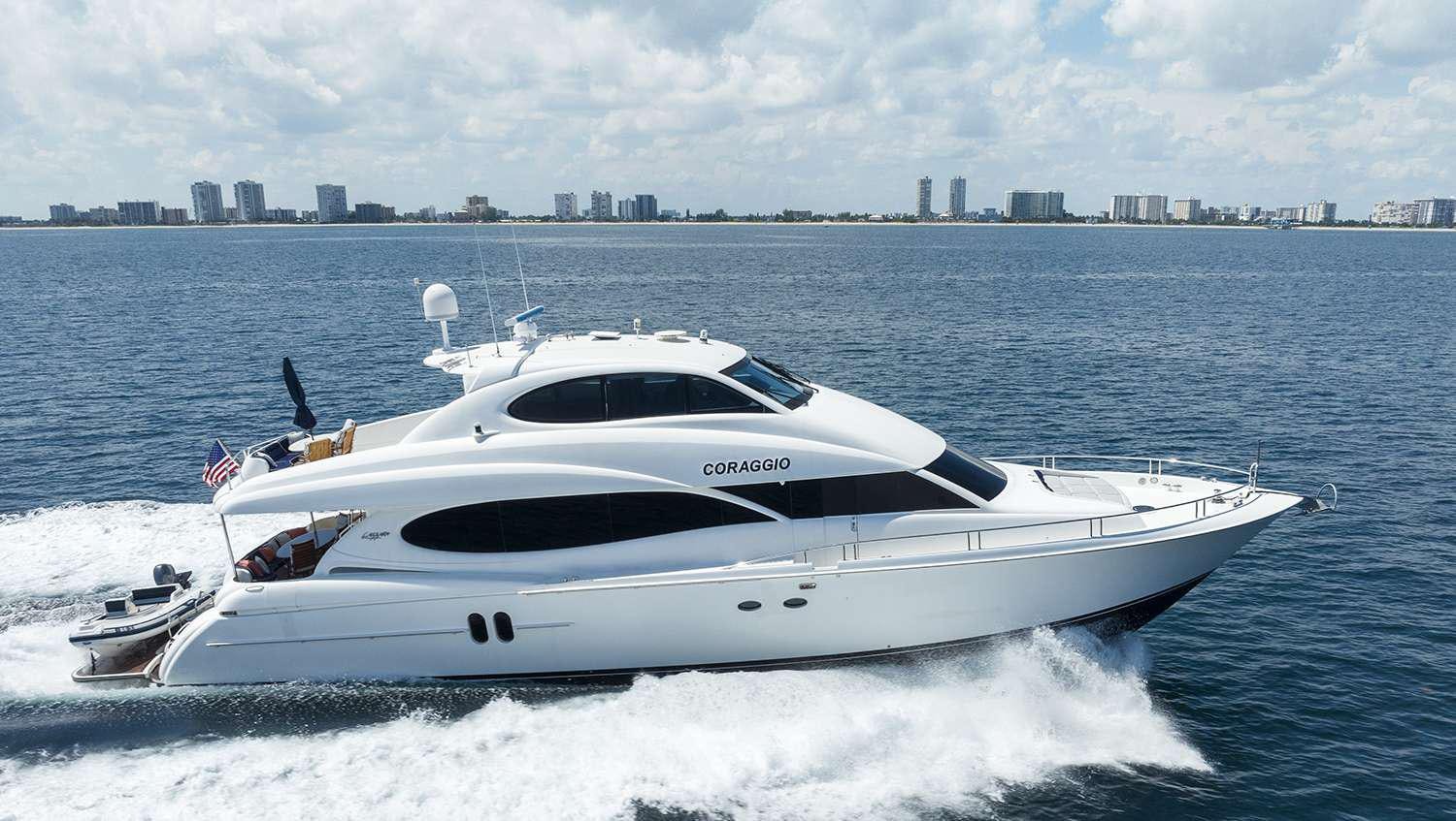 a white yacht on the water aboard CORAGGIO Yacht for Charter