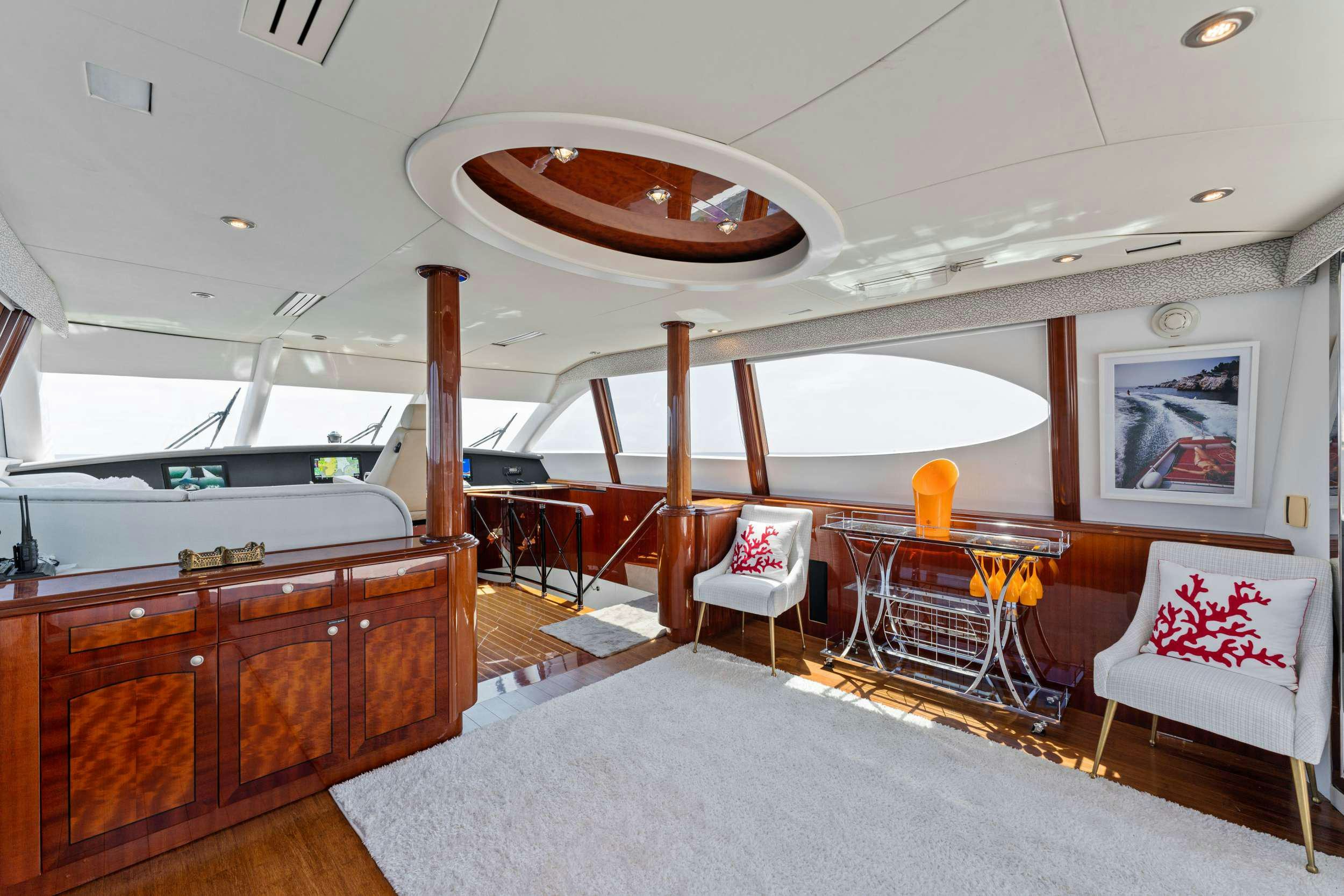 a room with a large ceiling aboard CORAGGIO Yacht for Charter