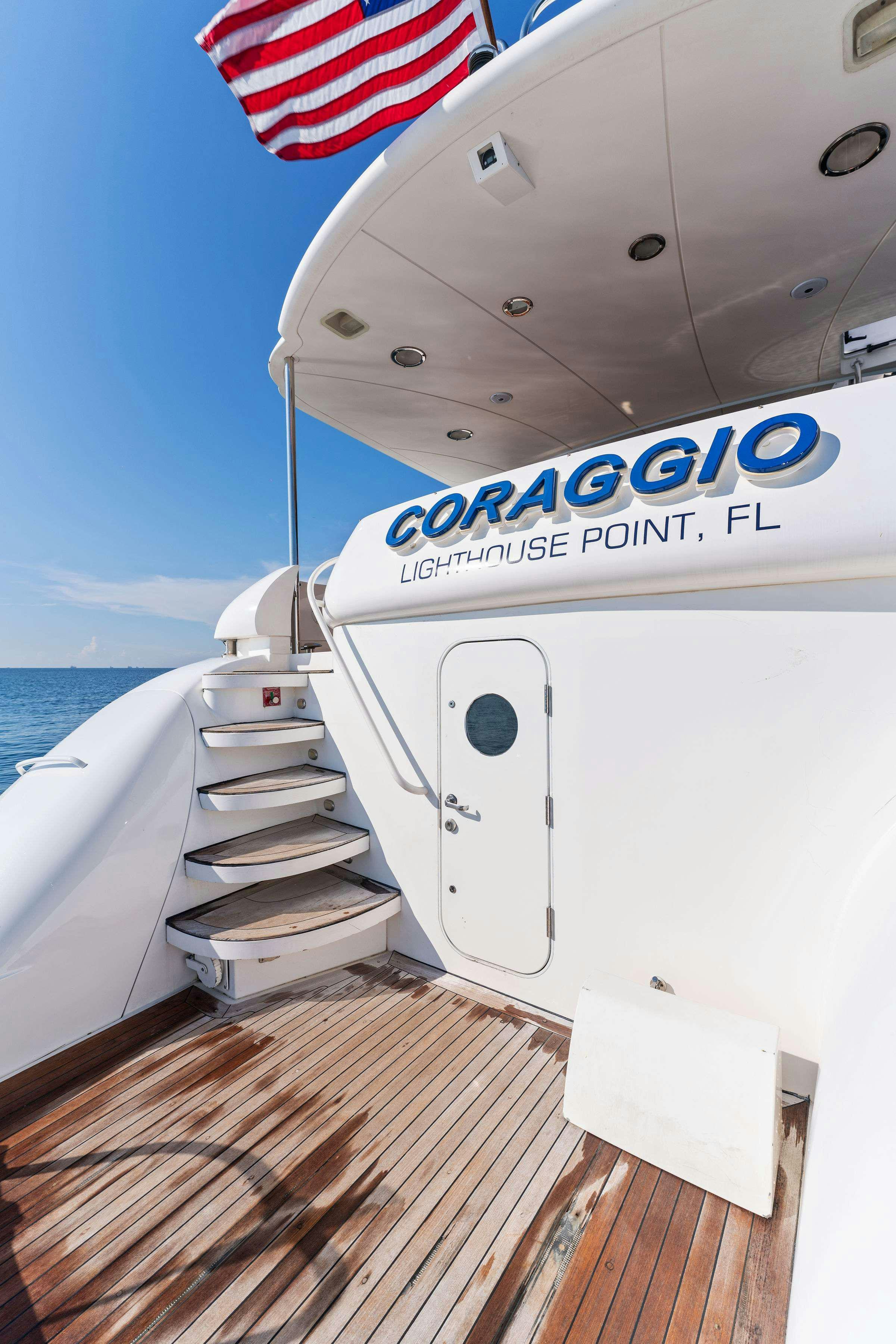 a boat on the water aboard CORAGGIO Yacht for Charter